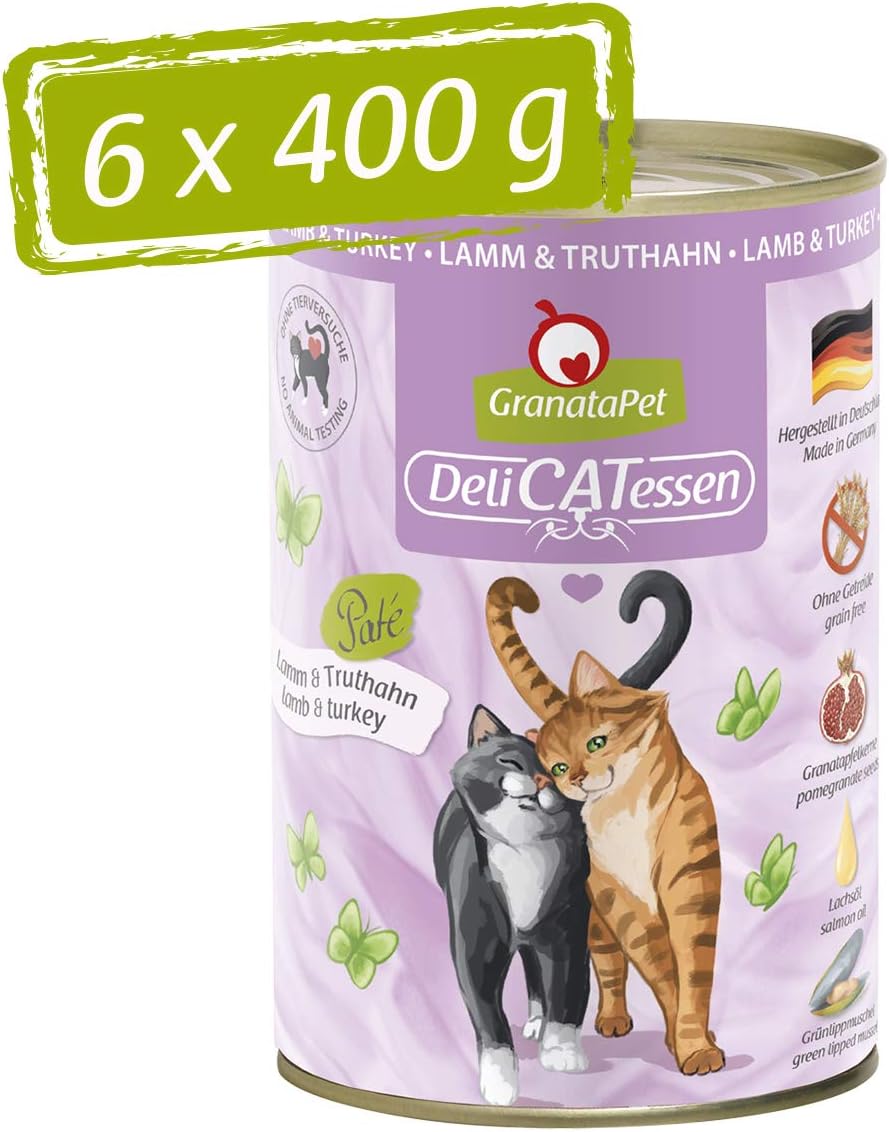 GranataPet DeliCatessen Huhn PUR, Nassfutter für Katzen, Futter ohne Getreide & ohne Zuckerzusätze, Katzenfutter mit hohem Fleischanteil & hochwertigen Ölen, 6 x 400 g