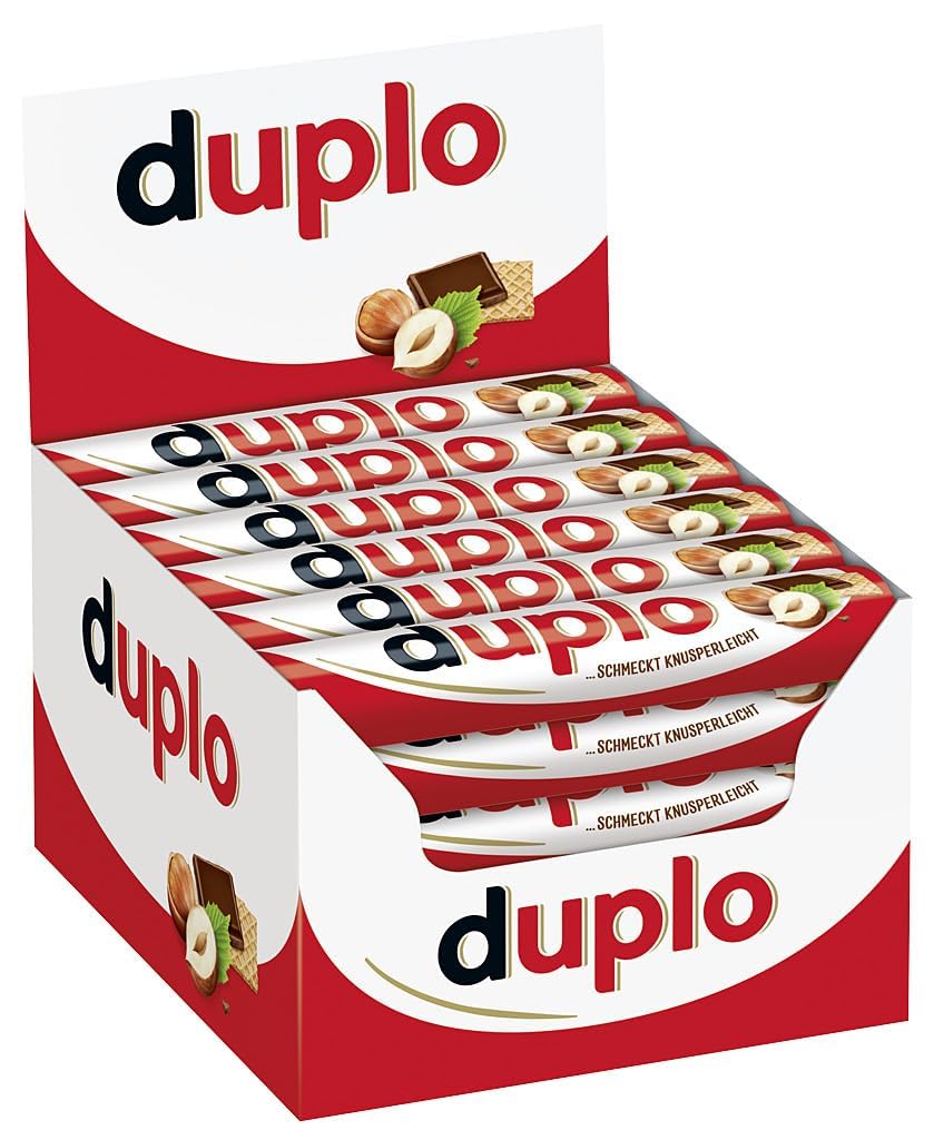 Duplo – Schokoriegel mit feiner Nugatcreme, knuspriger Waffel & zarter Vollmilchschokolade – Schmeckt knusperleicht – 1 Packung mit 10 Einzelriegeln (10 x 18,2 g)