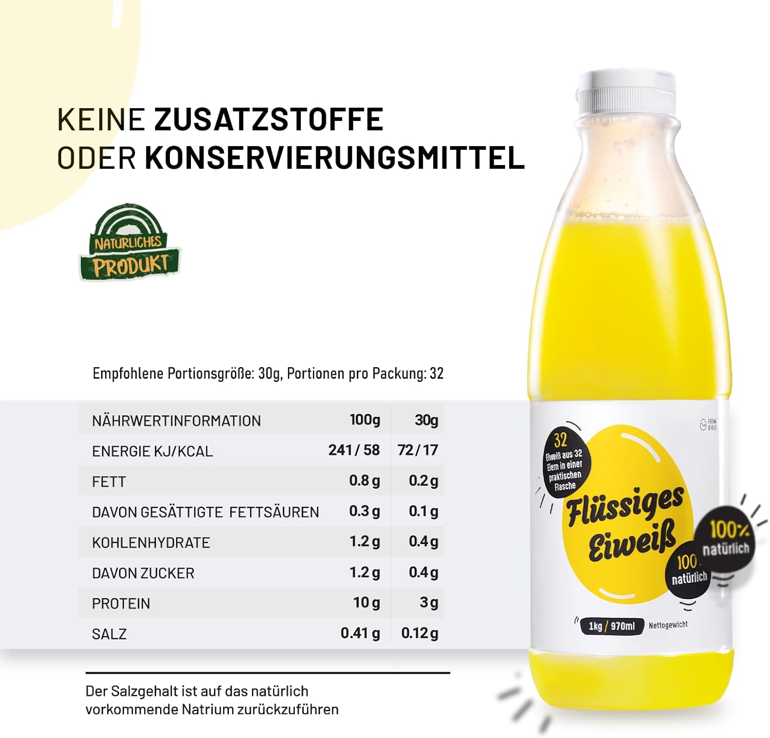 100% Flüssiges eiweiß, Eiklar-flüssig, Hochwertiges Hühnereiweiß für eine eiweißreiche Ernährung (5820ml (6x1kg))