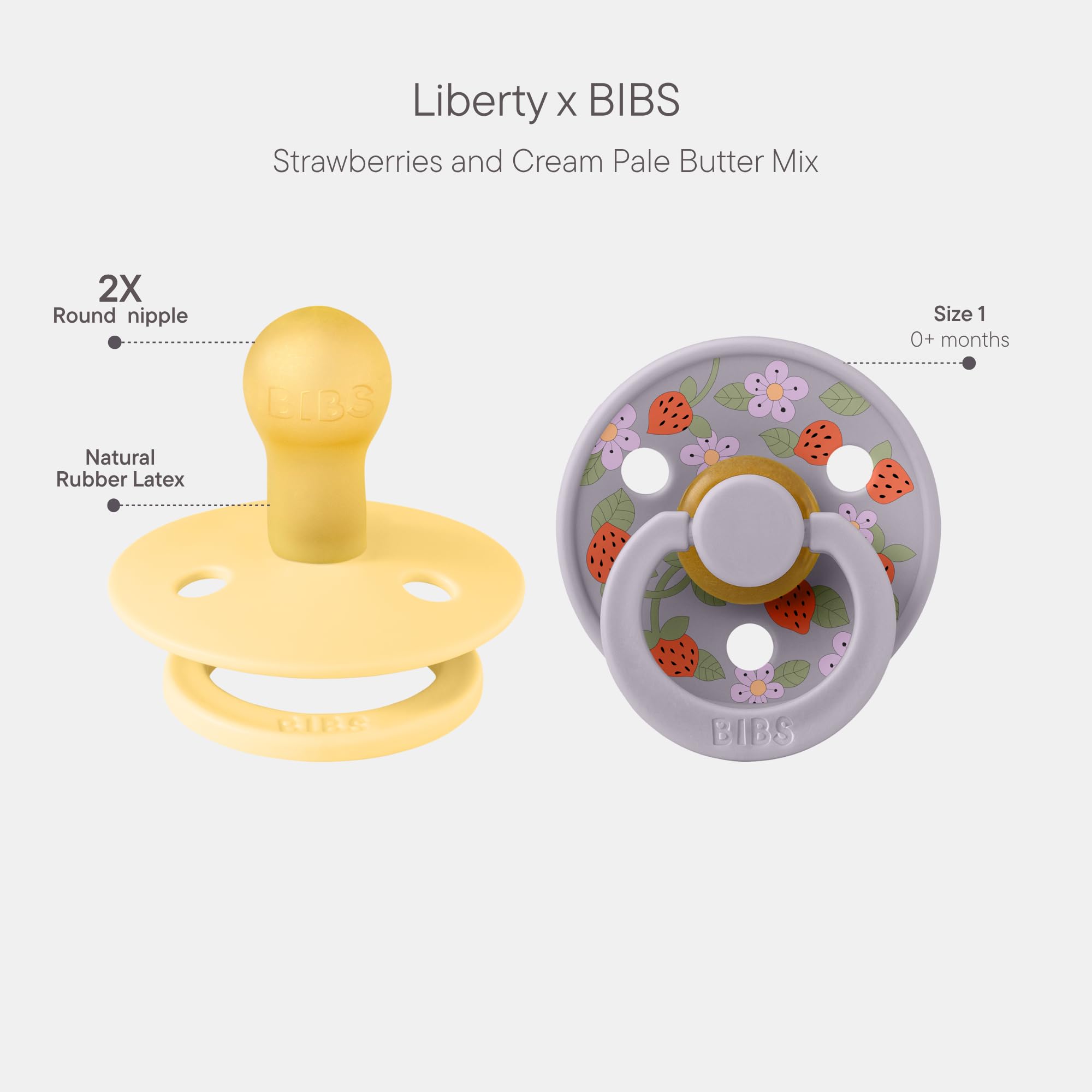 BIBS Colour Liberty Schnuller 2er-Pack, BPA-frei, Kirschform Nippel. Naturkautschuk/Latex, Hergestellt in Dänemark, Größe 2 (6-18 Monate), Chamomile Lawn Violet Sky