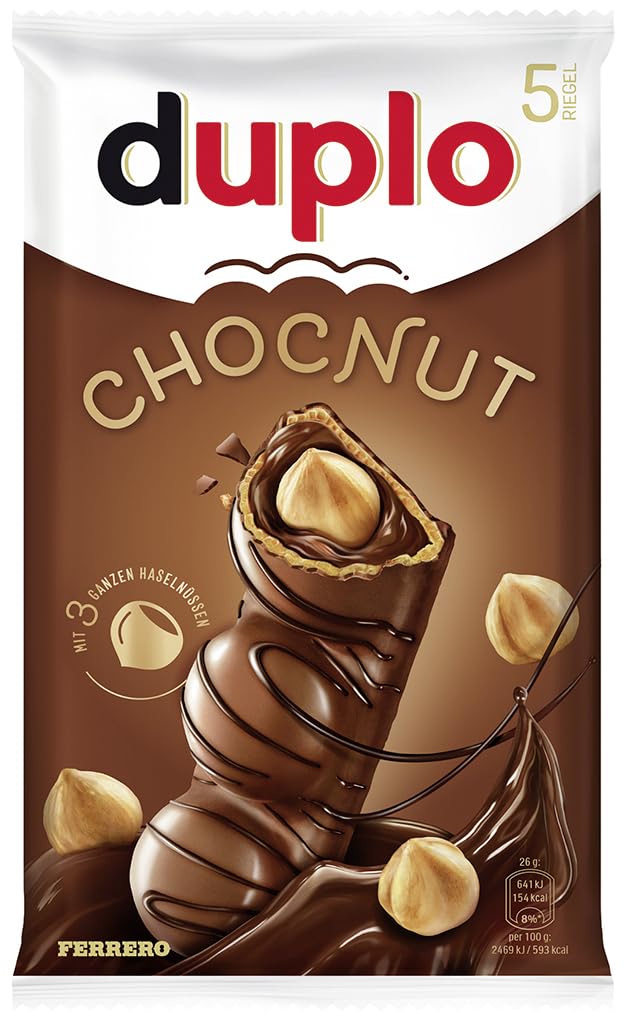 Duplo – Schokoriegel mit feiner Nugatcreme, knuspriger Waffel & zarter Vollmilchschokolade – Schmeckt knusperleicht – 1 Packung mit 10 Einzelriegeln (10 x 18,2 g)