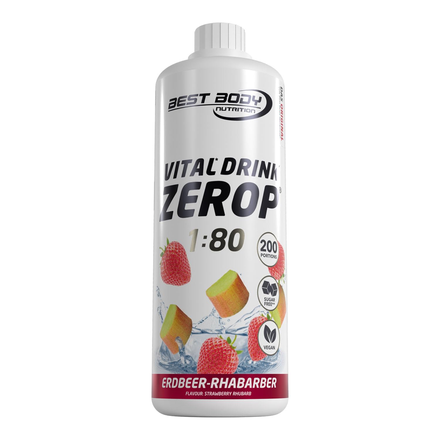 Best Body Nutrition ZEROP Vital Zuckerfreies Getränkekonzentrat Sirup Kirsche Ohne Aspartam 1 L ergibt 80 L Getränk Fitness Drink mit Vitaminen B1 B6 Niacin Kalorienarm Wassersprudler