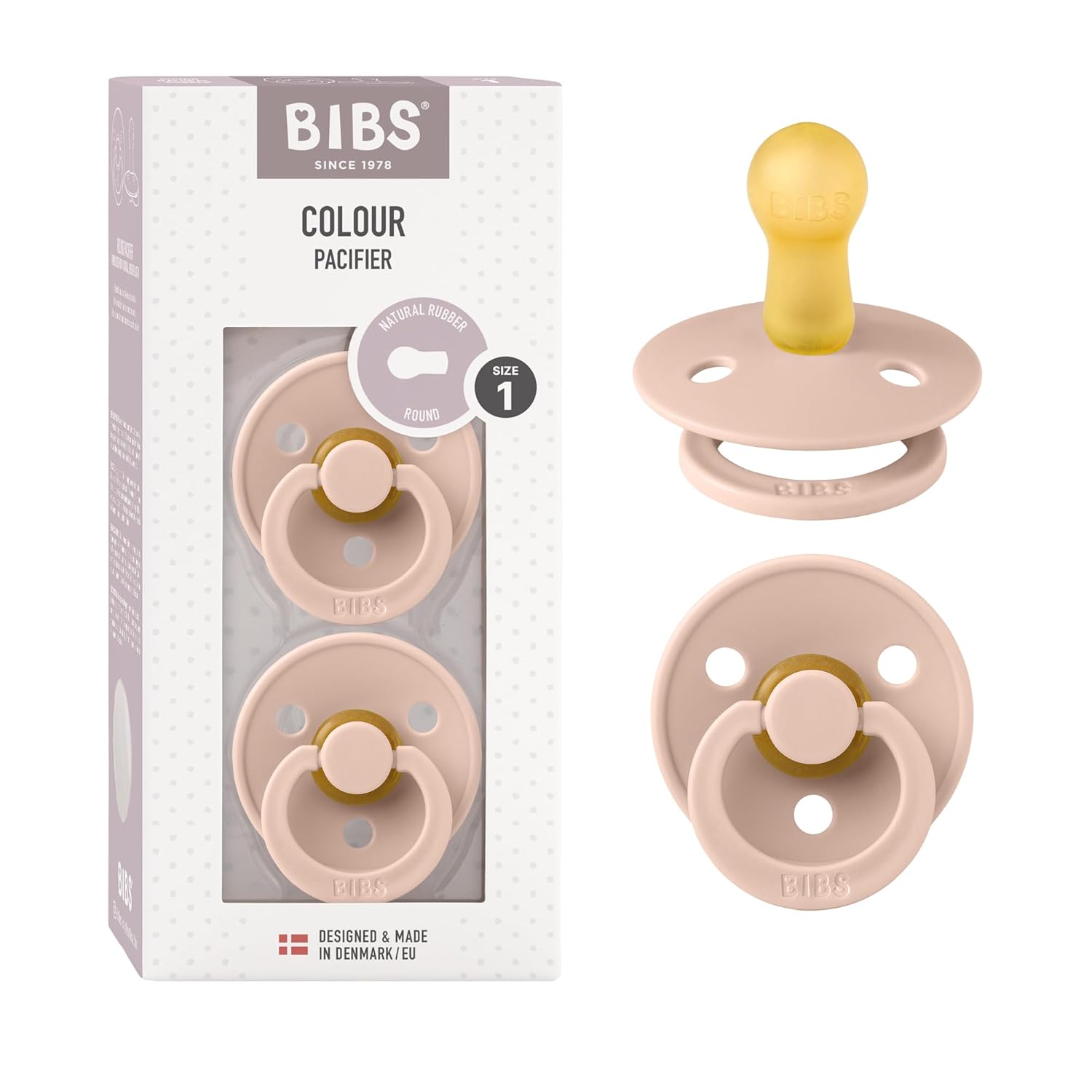 BIBS Colour Schnuller 2er-Pack, BPA-frei, Kirschform Nippel. Naturkautschuk/Latex, Hergestellt in Dänemark. Größe 1 | 0+ Monate | 2-Pack, Ivory/Sage