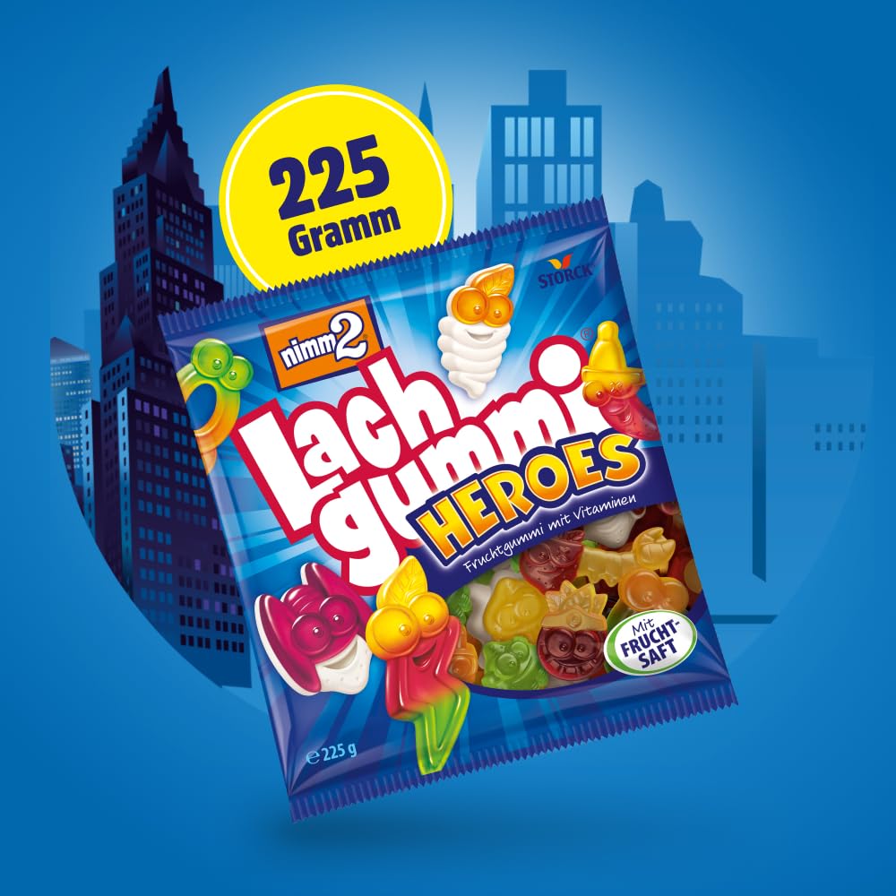 nimm2 Lachgummi Happies – 1 x 325 g – Fruchtgummis mit Fruchtsaft und Vitaminen – Süßigkeit in sechs Geschmacksrichtungen