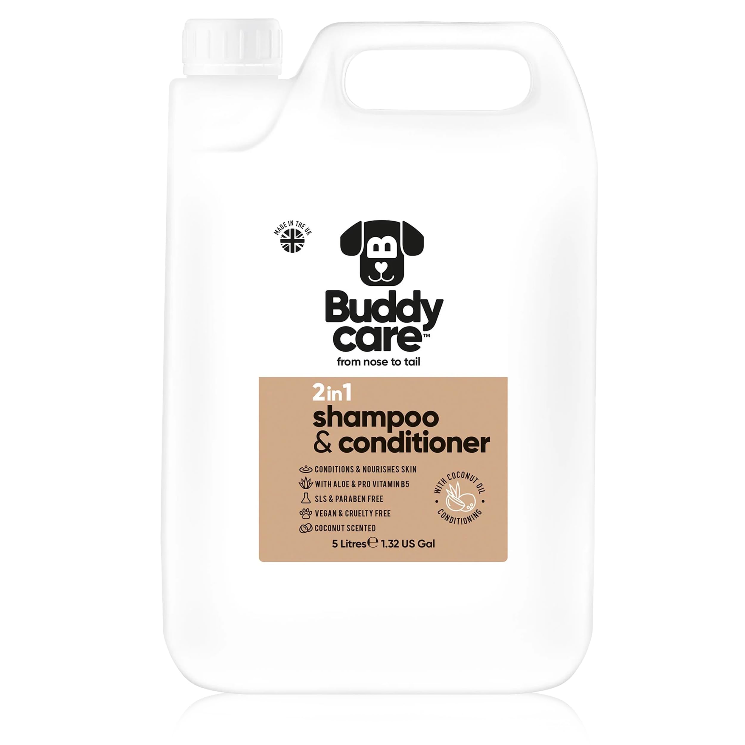 2in1 Hundeshampoo und Conditioner von Buddycare (500ml) - Praktisches Hundeshampoo langhaar und welpen Shampoo Mit Aloe Vera und Pro-Vitamin B5 Rückfettendes Shampoo Für Alle Hunderassen
