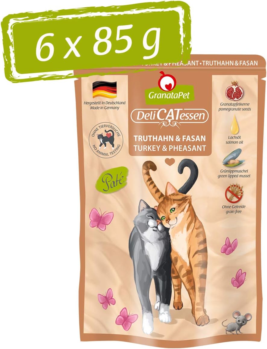 GranataPet DeliCatessen Huhn PUR, Nassfutter für Katzen, Futter ohne Getreide & ohne Zuckerzusätze, Katzenfutter mit hohem Fleischanteil & hochwertigen Ölen, 6 x 400 g