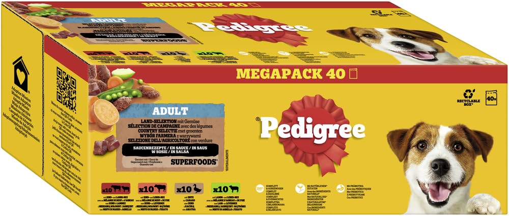 PEDIGREE DOGCARE Hundefutter Portionsbeutel Chunks in Soße Adult 40 x 100g