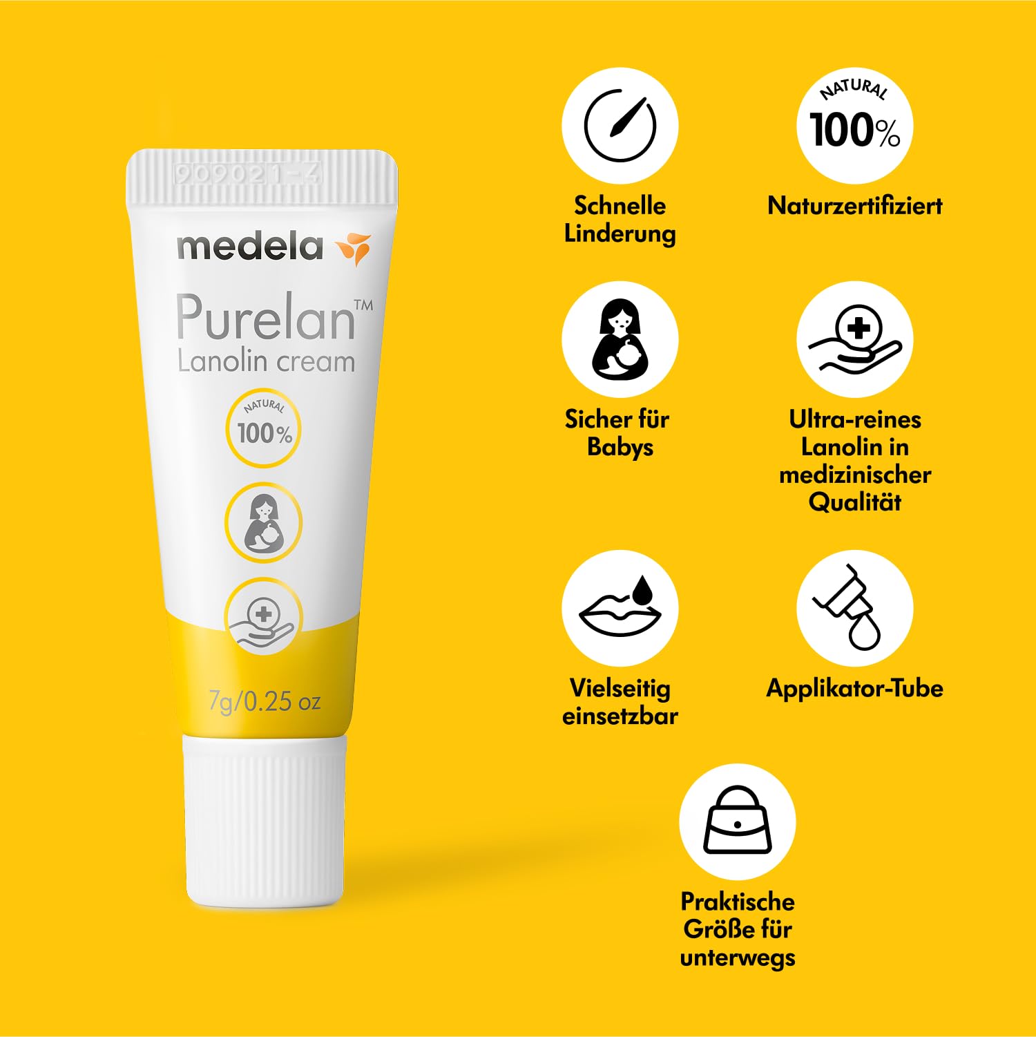 Medela Purelan Lanolin Brustwarzensalbe 37 g – Schnelle Linderung bei beanspruchten Brustwarzen und trockener Haut