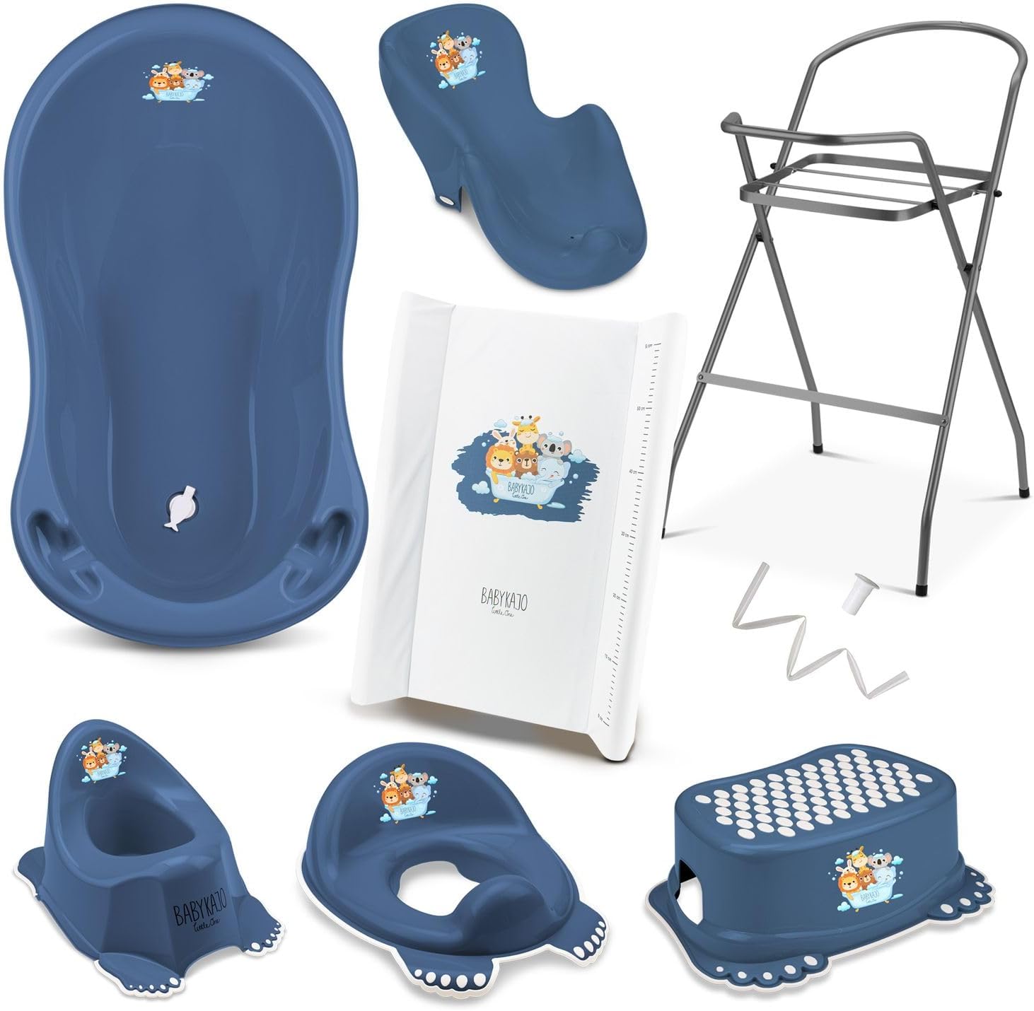 Baby Badewanne mit Gestell 4 Set TÜV Rheinland zertifiziert! Babybadewannen + Baby Badewannensitz +Abfluss + Gestell - Babywanne mit Ständer! Baby Pflegeset für Neugeborene.
