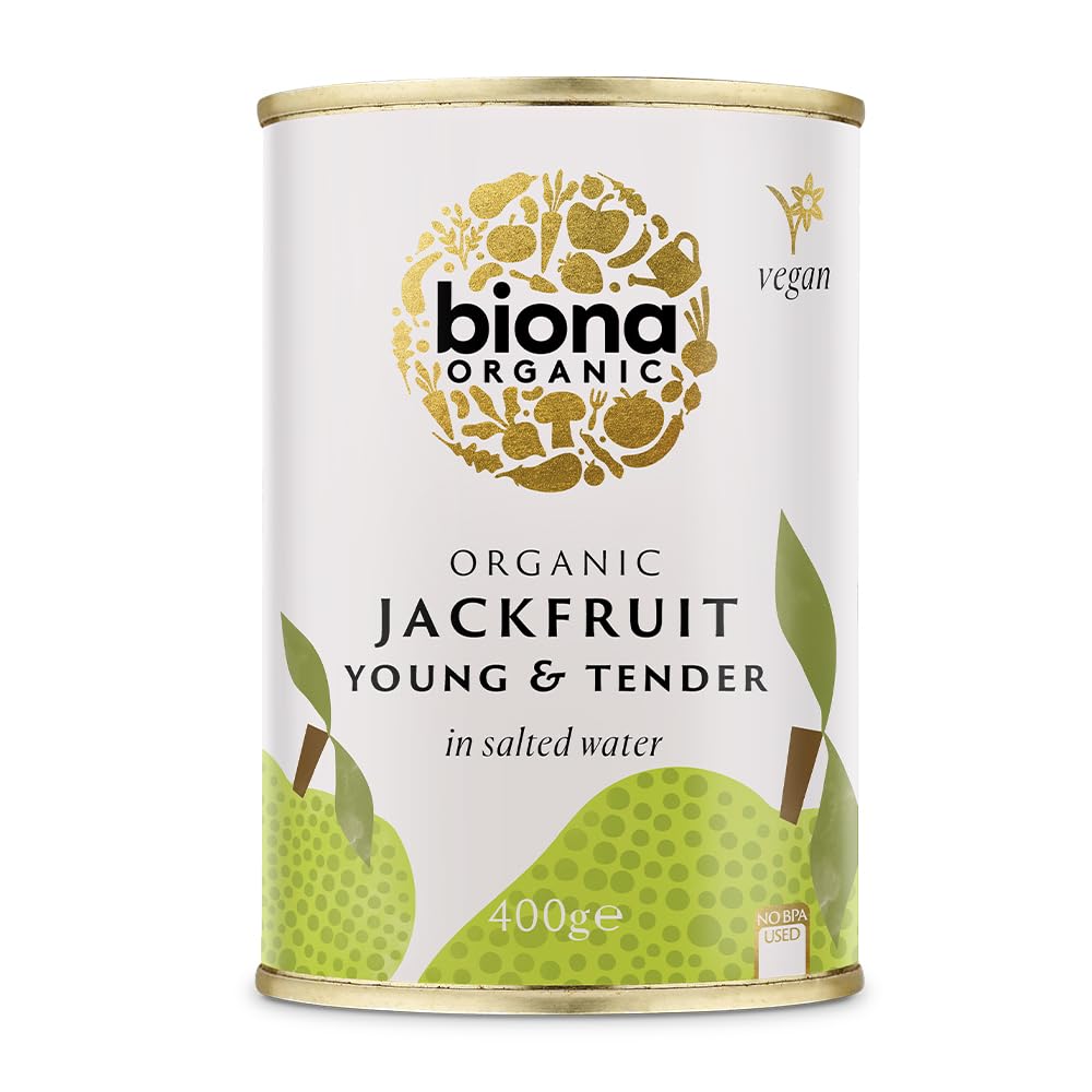 Biona Organic Jackfruit in Salted Water 400g (Pack of 6) - Vegan Meat Substitute, Certified Organic, Perfect for Tacos, Burgers, & Stews