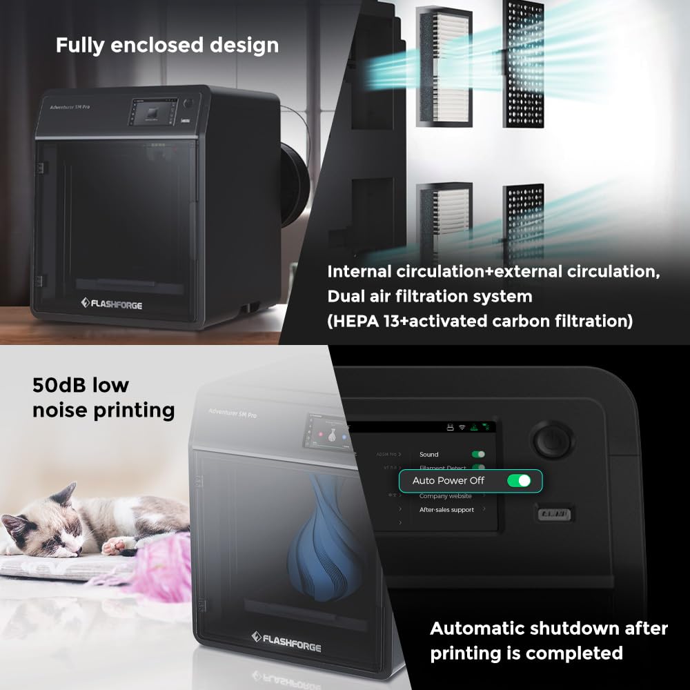 FLASHFORGE AD5X Multi-Color 3D Printer with IFS,Fully Auto Leveling FDM 3D Printer with Max 600mm/s High Speed Printing and Max 300°C Nozzle,Large Printing Size 220 * 220 * 220mm