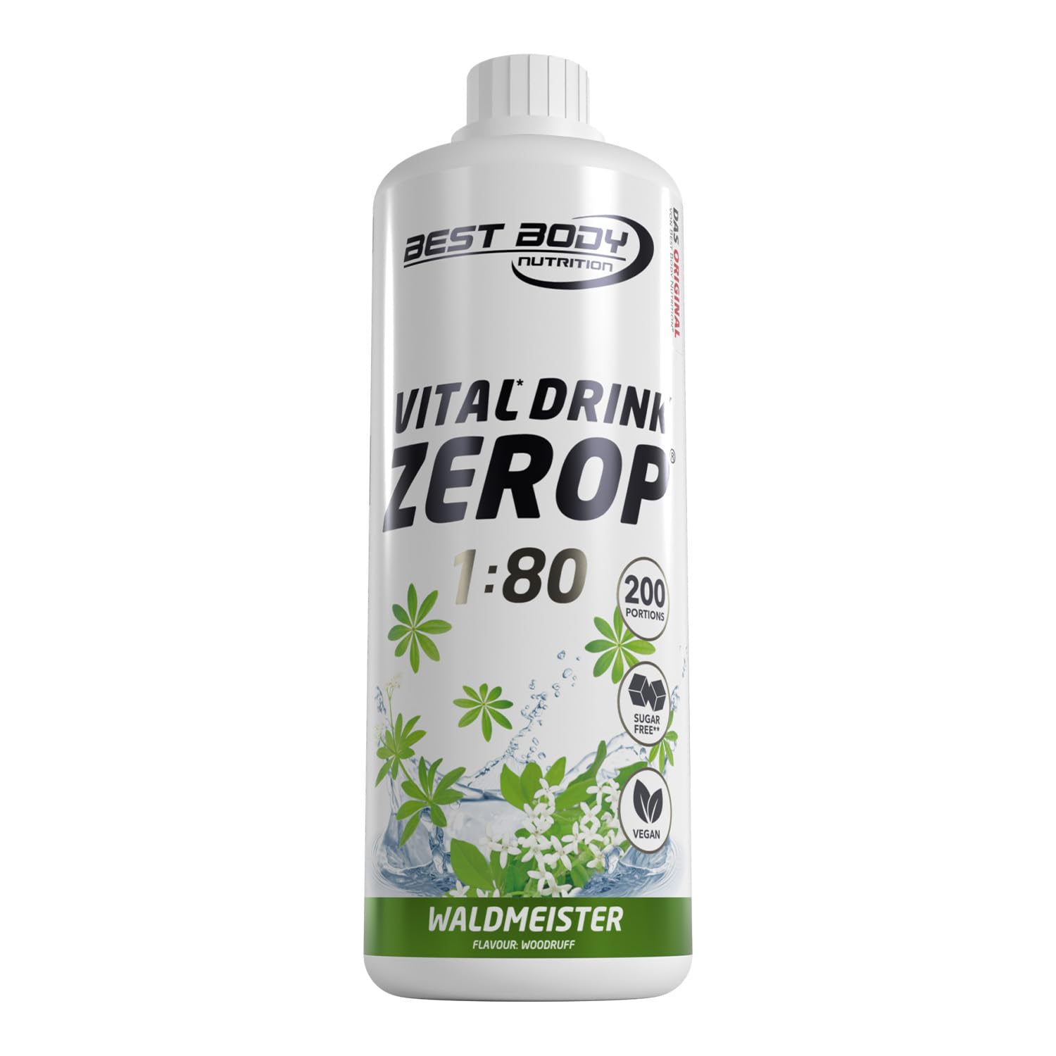 Best Body Nutrition ZEROP Vital Zuckerfreies Getränkekonzentrat Sirup Kirsche Ohne Aspartam 1 L ergibt 80 L Getränk Fitness Drink mit Vitaminen B1 B6 Niacin Kalorienarm Wassersprudler