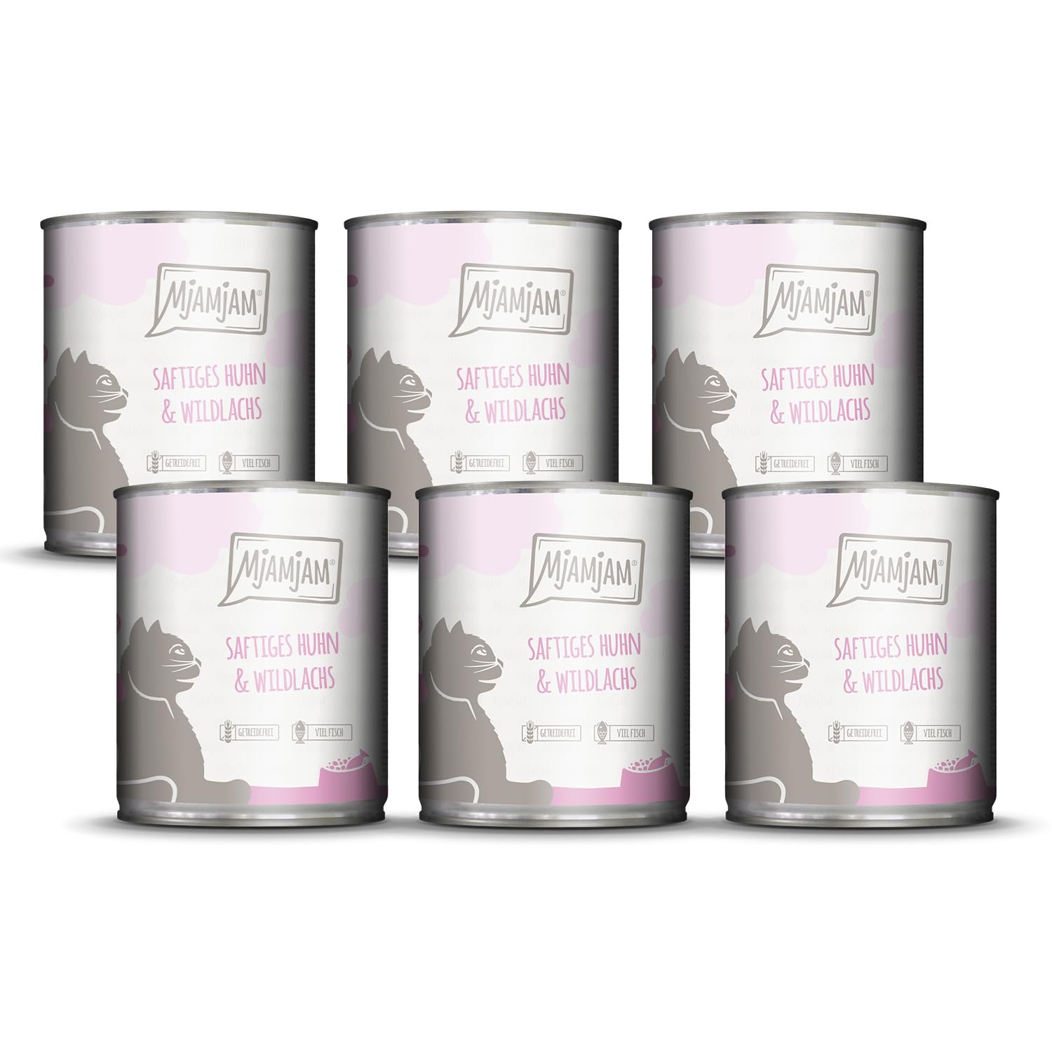 MjAMjAM - Premium Nassfutter für Katzen - saftiges Huhn an leckeren Möhrchen, 6er Pack (6 x 400 g), getreidefrei mit extra viel Fleisch