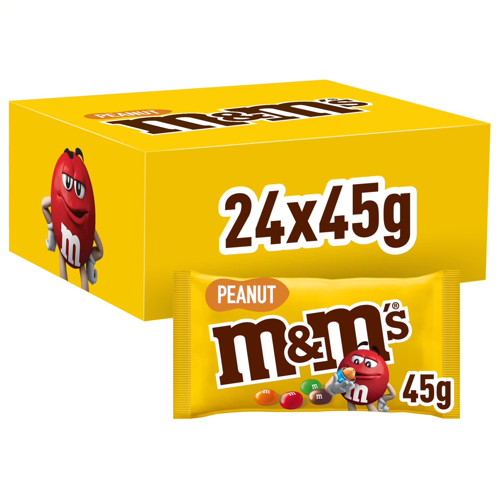 M&M's Crispy, Schokoladen Großpackung, 24 x 36g, Knusprige Schokolinsen als Süßigkeiten, Schokoladen Geschenk (816g)