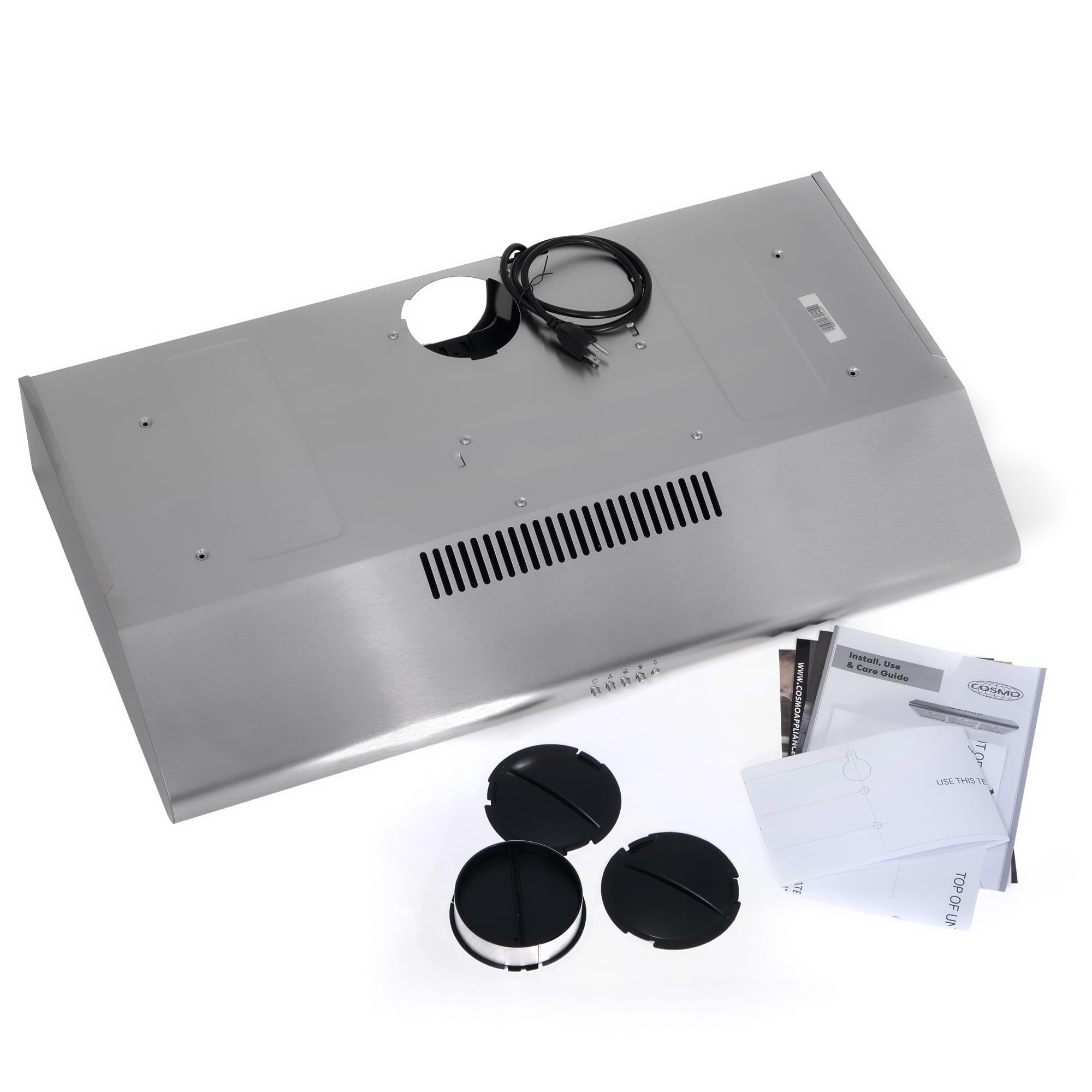 COSMO COS-5MU30 30 in. Delta Collection Ducted Under Cabinet Range Hood, Button Controls, Reusable Filters, LED Lights, Stainless Steel