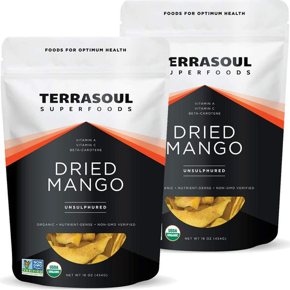 Terrasoul Superfoods Organic Dried Mango Slices, 16 Oz - Naturally Sweet & Tart | No-Added Sugar | Healthy Prebiotic