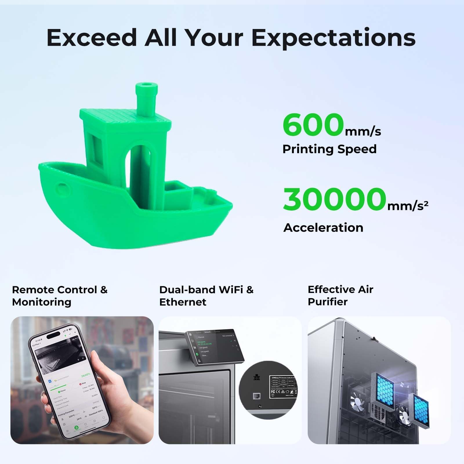 Creality K2 SE 3D Printer, Support Multicolor Printing Needs CFS, 500mm/s High-Speed Printing, Auto Leveling, Vibration Control, Compact Desktop Upgrate 3D Printer, Print Size 220x215x245mm