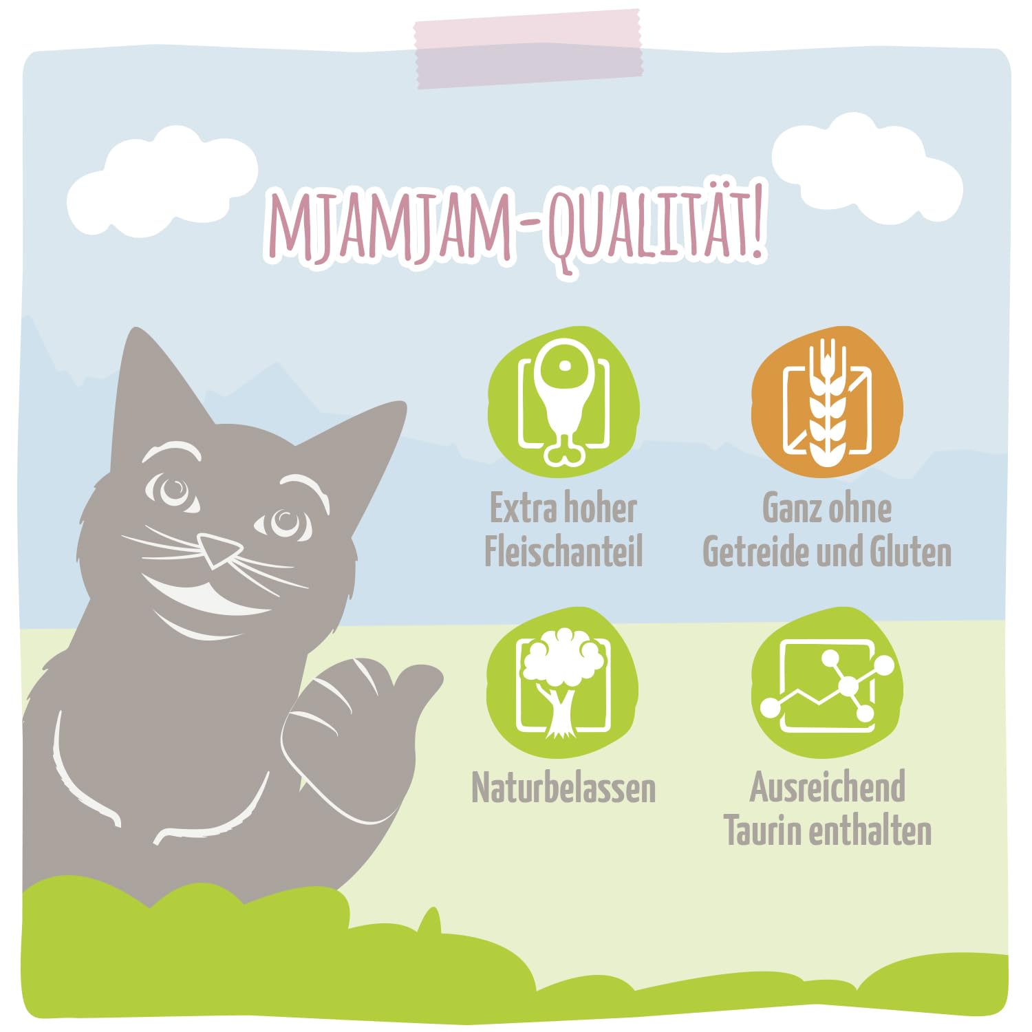MjAMjAM - Premium Nassfutter für Katzen - saftiges Huhn an leckeren Möhrchen, 6er Pack (6 x 400 g), getreidefrei mit extra viel Fleisch