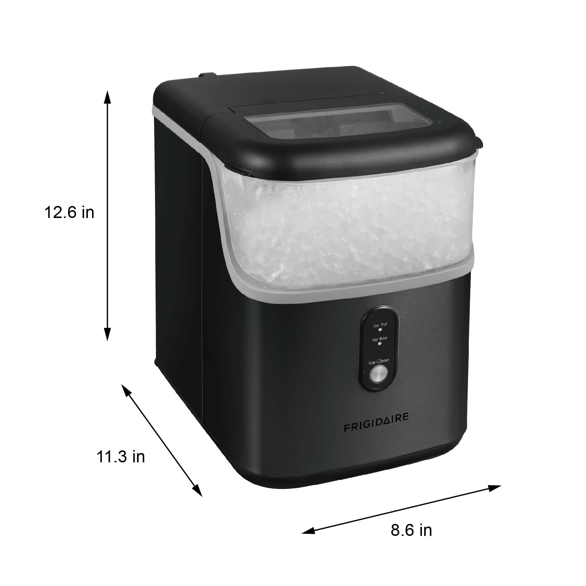 Frigidaire Countertop Crunchy Chewable Nugget Ice Maker, Compact, 33lbs per Day, Metallic Finish