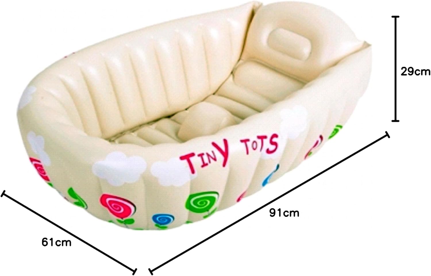 SunClub Baby Badewanne aufblasbar Planschbecken 91x61x29 cm Pool für Kinder mit Warnanzeige Thermometer faltbar für die Dusche oder unterwegs