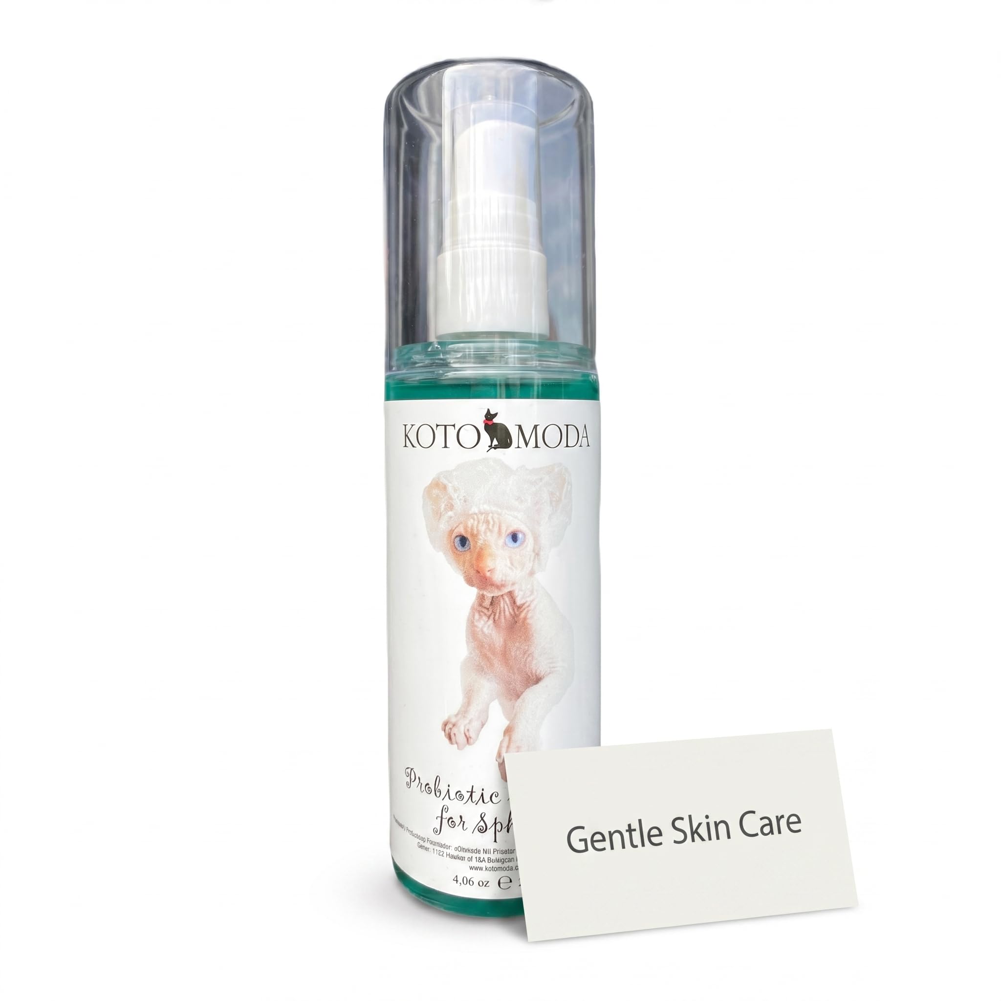 Probiotisches Shampoo für Sphynx-Katzen, sanfter parfümfreier Reiniger für haarlose und kurzhaarige Rassen, pH-balancierte Pflegeformel für empfindliche Haut, 120 ml / 4,06 FL oz