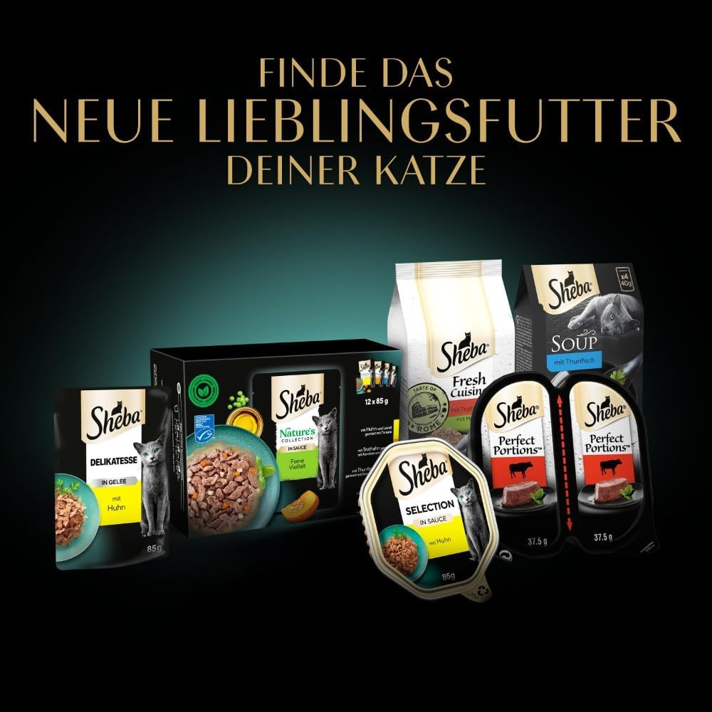 SHEBA Adult Katzenfutter nass - 40x85g Portionsbeutel - Geflügel Variation in Sauce - Nassfutter für Katzen - 1 Großpackung