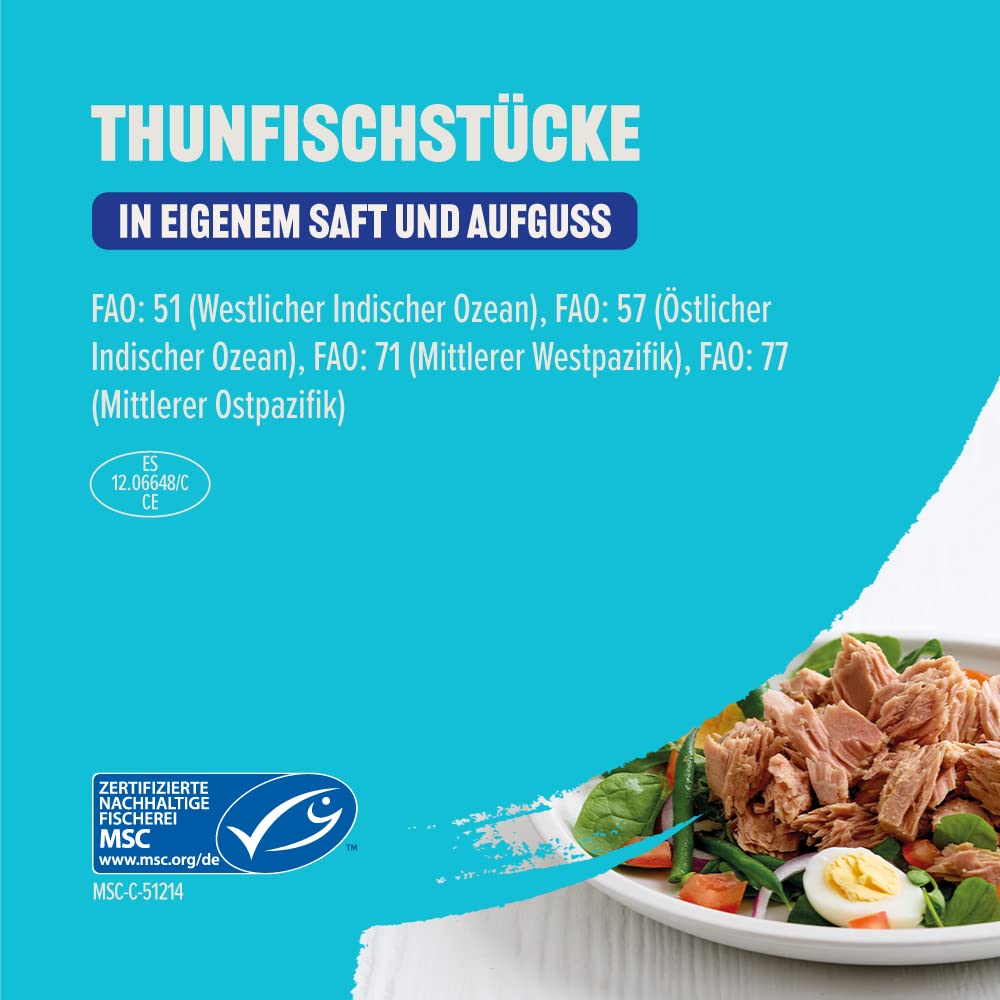 by Amazon Thunfischstücke in eigenem Saft und Aufguss, 145g (1er-Pack)