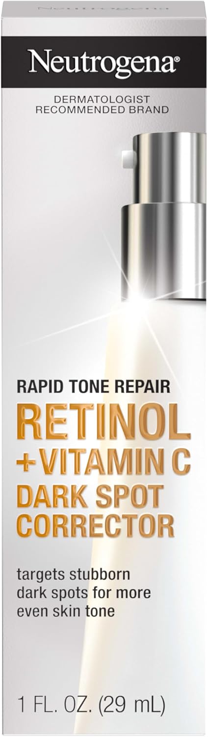 NEUtrogena Rapid Tone Repair Dark Spot Corrector Face Serum With Hyaluronic Acid, Retinol & Vitamin C, Daily Anti Wrinkle Retinol Serum & Dark Spot Corrector To Brighten & Even Tone, 1 Oz