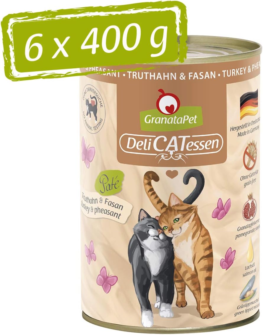 GranataPet DeliCatessen Huhn PUR, Nassfutter für Katzen, Futter ohne Getreide & ohne Zuckerzusätze, Katzenfutter mit hohem Fleischanteil & hochwertigen Ölen, 6 x 400 g