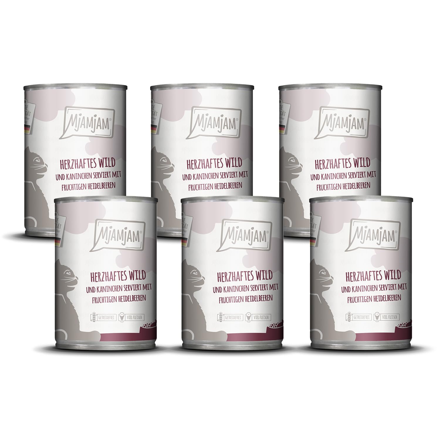 MjAMjAM - Premium Nassfutter für Katzen - saftiges Huhn an leckeren Möhrchen, 6er Pack (6 x 400 g), getreidefrei mit extra viel Fleisch