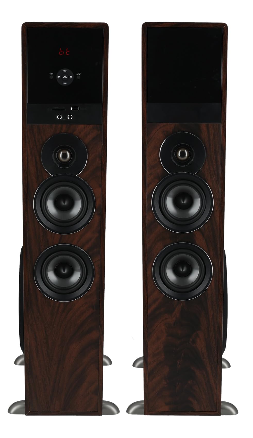 Rockville TM80D Powered Home Theater Tower Speaker System, Dark Wood, 800W, 8" Subwoofers, Bluetooth, USB/SD Playback, FM Radio, Remote Control, Karaoke Ready, Perfect for Home Entertainment