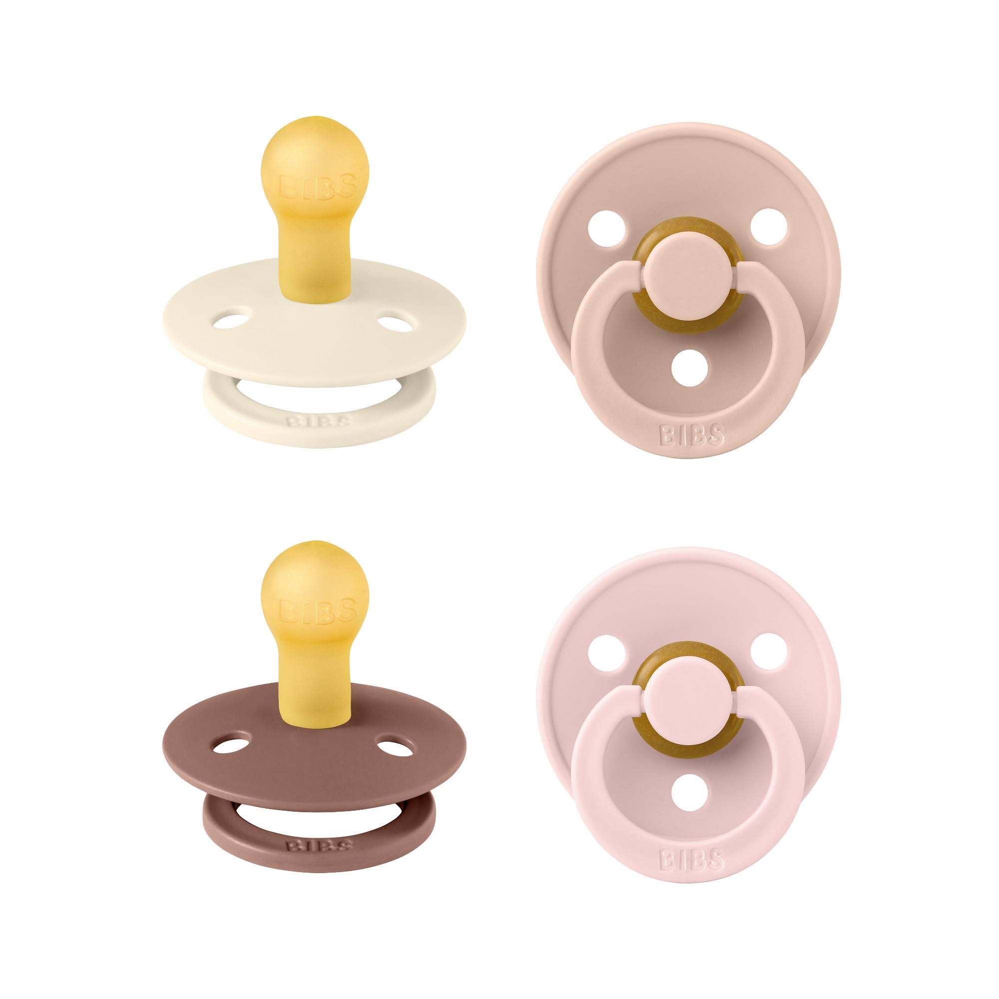 BIBS Colour Schnuller 4er-Pack, BPA-frei, Kirschform Nippel. Naturkautschuk/Latex, Hergestellt in Dänemark. 6-18 Monate (4er Pack), Iron Mix