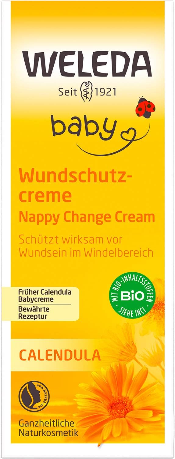 WELEDA Bio Baby Calendula Wundschutzcreme 75ml - Naturkosmetik Wundsalbe / Babycreme für den Schutz empfindlicher Baby Haut im Windelbereich. Hilft bei Rötungen, gereizter Haut und Wundsein
