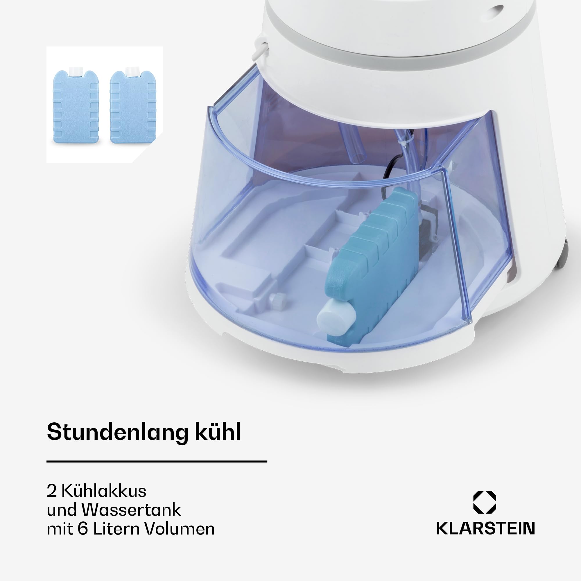 Klarstein Luftkühler mit Wasserkühlung, 5-in-1 Verdunstungskühler, Luftbefeuchter, Ventilator, Luftreiniger & Nachtmodus, Mobile Klimageräte Luftkühler 6L, 45 Watt Air Cooler, 180 m³/h Luftstrom