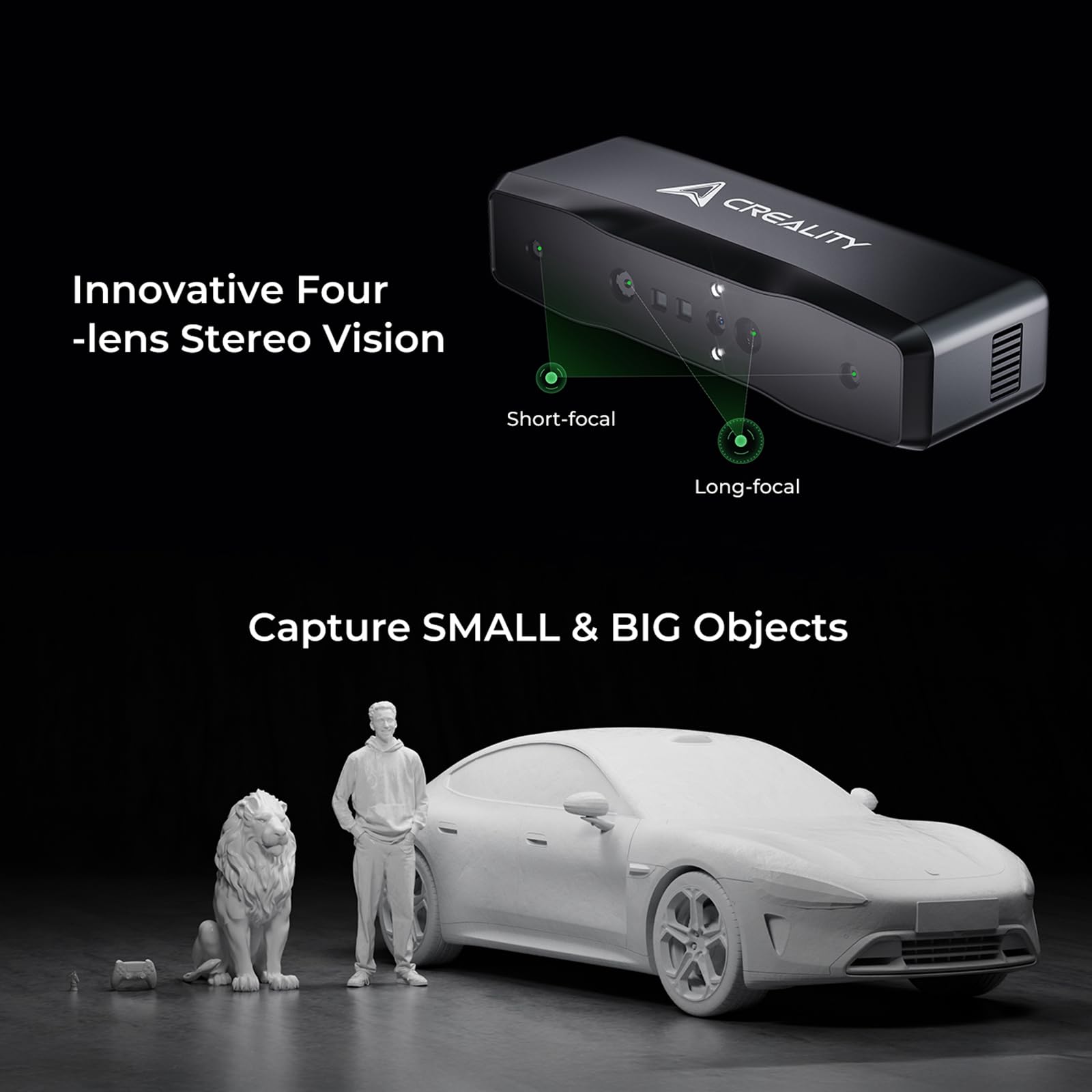 Creality Sermoon S1 3D Scanner, High-Precision 0.02mm Metrology-Grade 3D Scanner for 3D Printing with Blue/IR Laser, Exclusive Single-line Deep Hole scanning Technology, Wireless Support