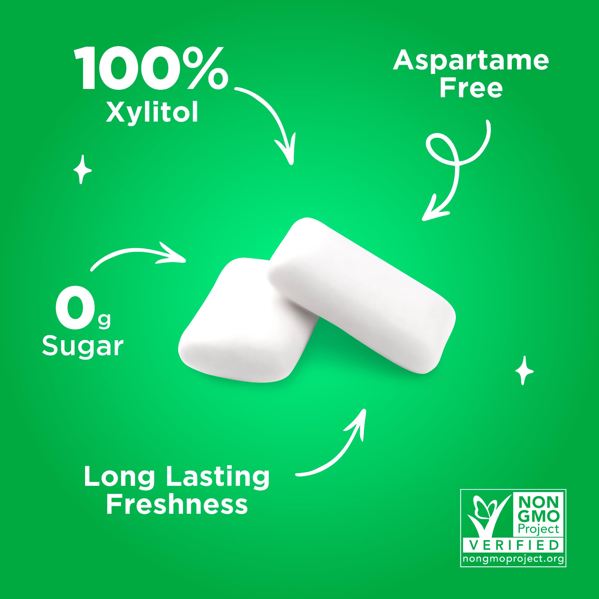 PUR Gum | Zuckerfreier Kaugummi | Mit Xylit | Vegan, Aspartamfrei & Glutenfrei | Natürlicher Kaugummi Mit Spearmint-Geschmack, 55 Stück (3er Pack)