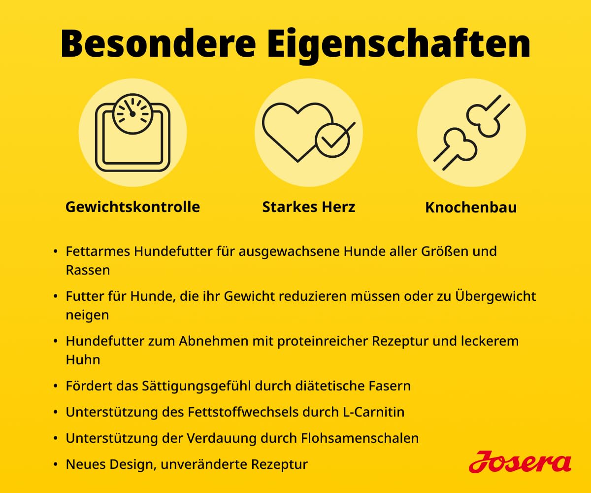 JOSERA Adult Light & Vital Huhn (1 x 12,5 kg) | Premium Trockenfutter für ausgewachsene Hunde | mit Erbse | wenig Fett & viel Protein zur Gewichtskontrolle | leicht verdaulich | weizenfrei |1er Pack