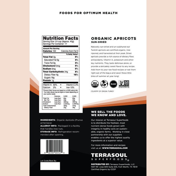 Terrasoul Superfoods Organic Apricots, 2 Lbs, Unsulphured, No-Added Sugar, Sweet and Tangy Delights for Snacking, Baking, and Vibrant Trail Mixes