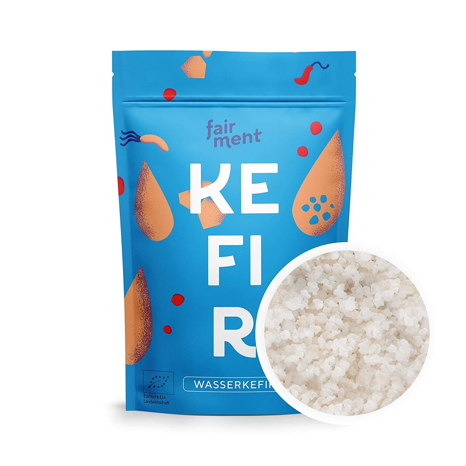 Fairment® - Original Bio Wasserkefir Kristalle Starterkulturen für unendlich viel Wasser-Kefir mit Anleitung und Erfolgsgarantie (1 Liter (30g Kristalle)