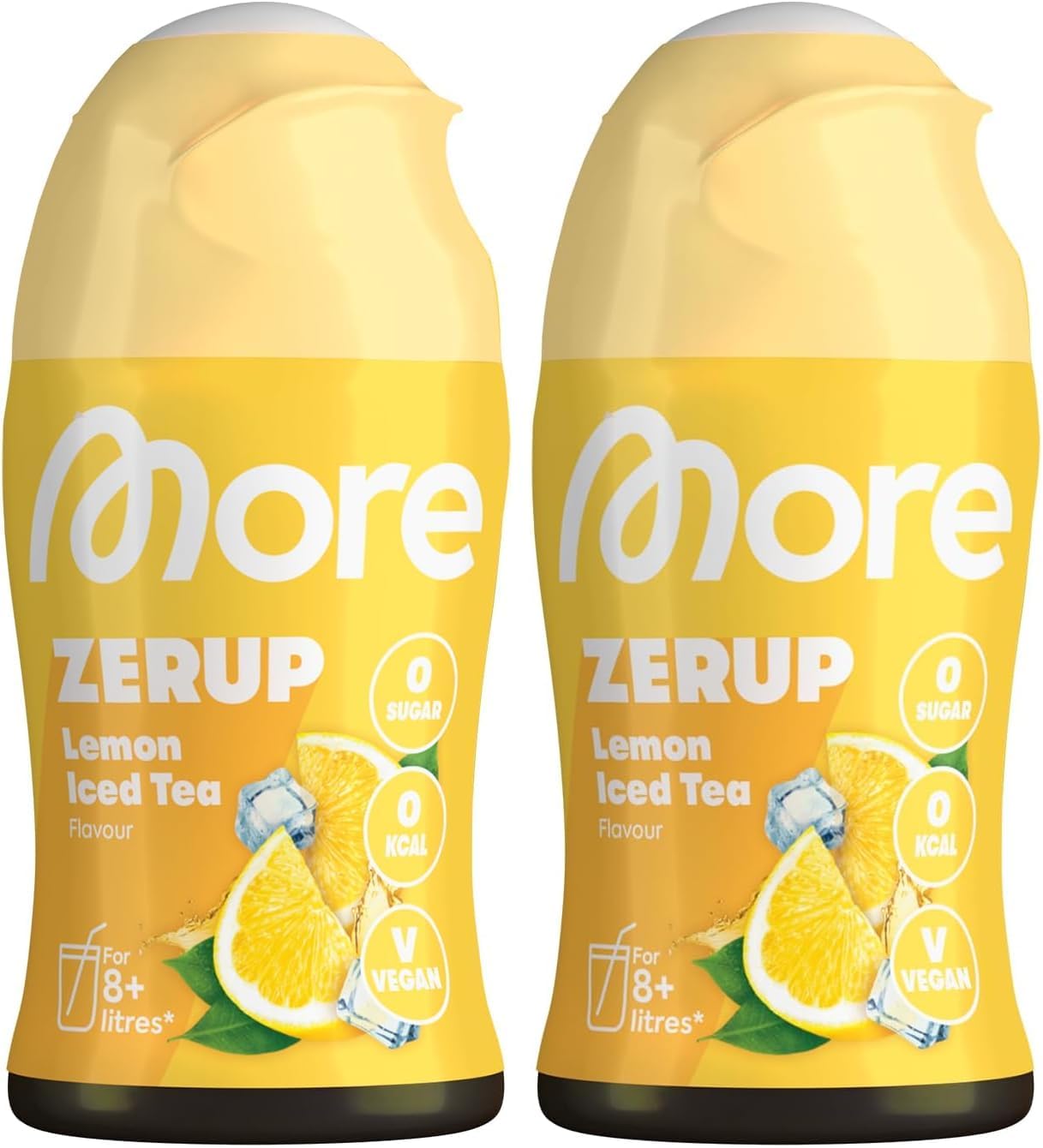 MORE Zerup, Peach Iced Tea, 65 ml, für bis zu 8 l Fertiggetränk, zuckerfreier Sirup mit u.a. echten Fruchtextrakten, vegan, zero Kalorien - made in Germany
