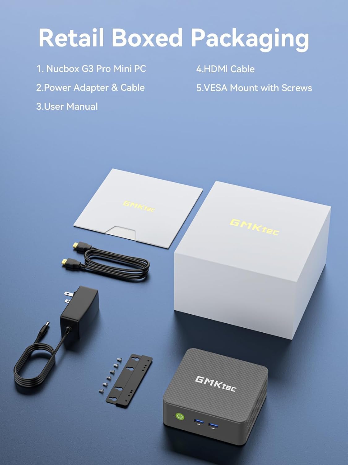 GMKtec Mini PC Computers Intel N95 Processor (Turbo 3.4GHz) 8GB DDR4 256GB SSD Desktop Computer 4K Dual HDMI Display/3x USB3.2/WiFi 5 BT5.0/RJ45 Ethernet Nucbox G3S