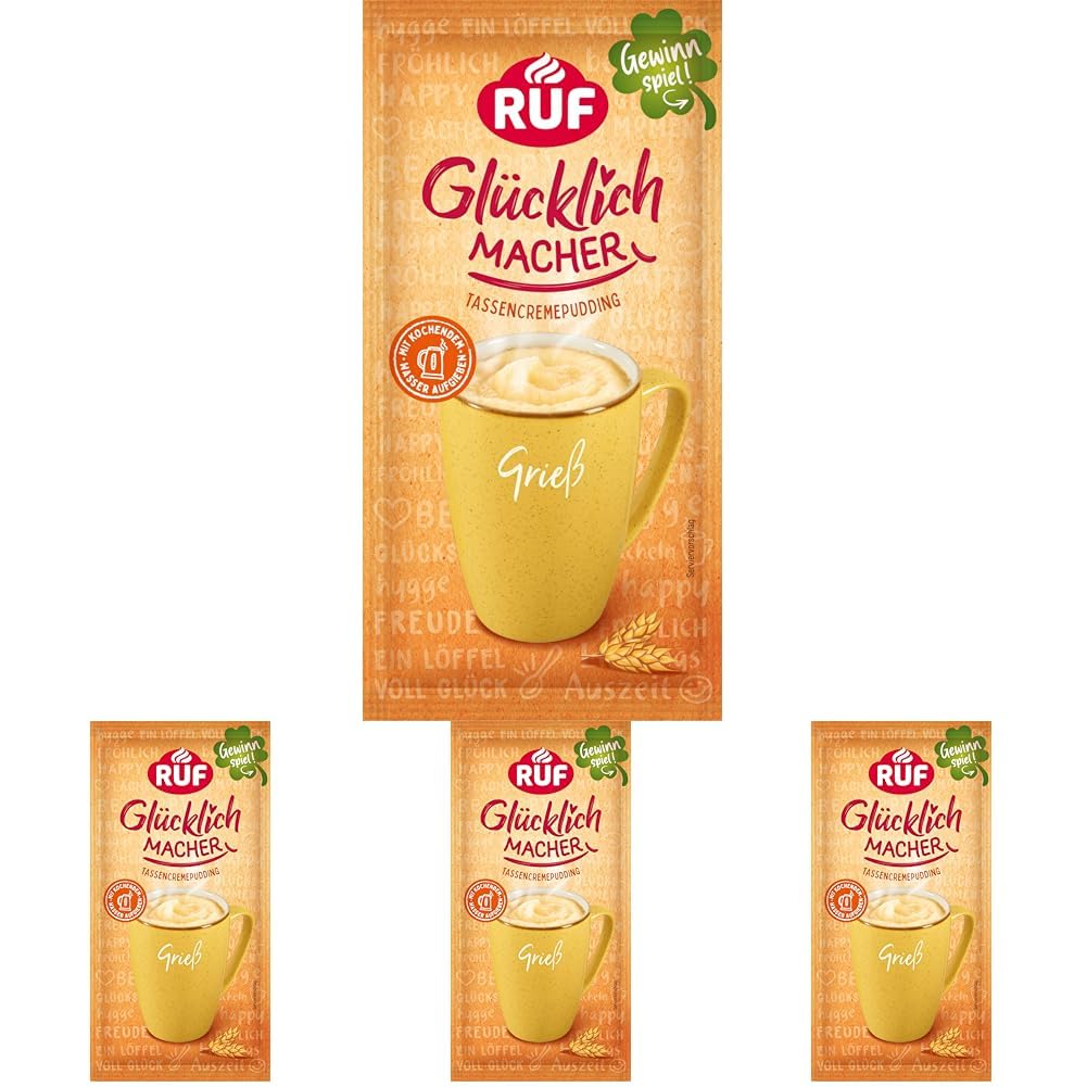 RUF Glücklichmacher Tassenpudding Schokolade, Cremepudding für schnelle Desserts, Tassencremepudding, nur Wasser hinzufügen, 1 x 59g Beutel
