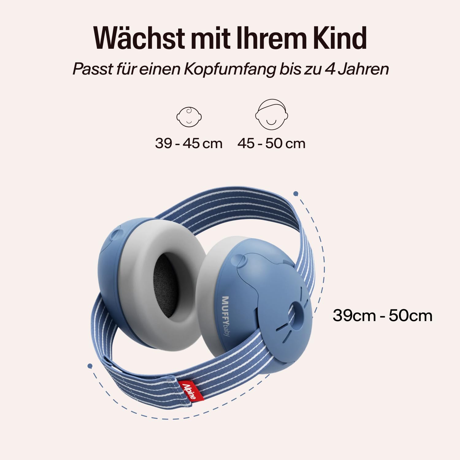 Alpine Muffy Baby Classic - Gehörschutz für Babys - Verstellbares ANTI-SLIP-Kopfband bis 48 Monate - In Deutschland auf Sicherheit getestet - Lärmschutz Kopfhörer verhindert Gehörschäden, Schwarz