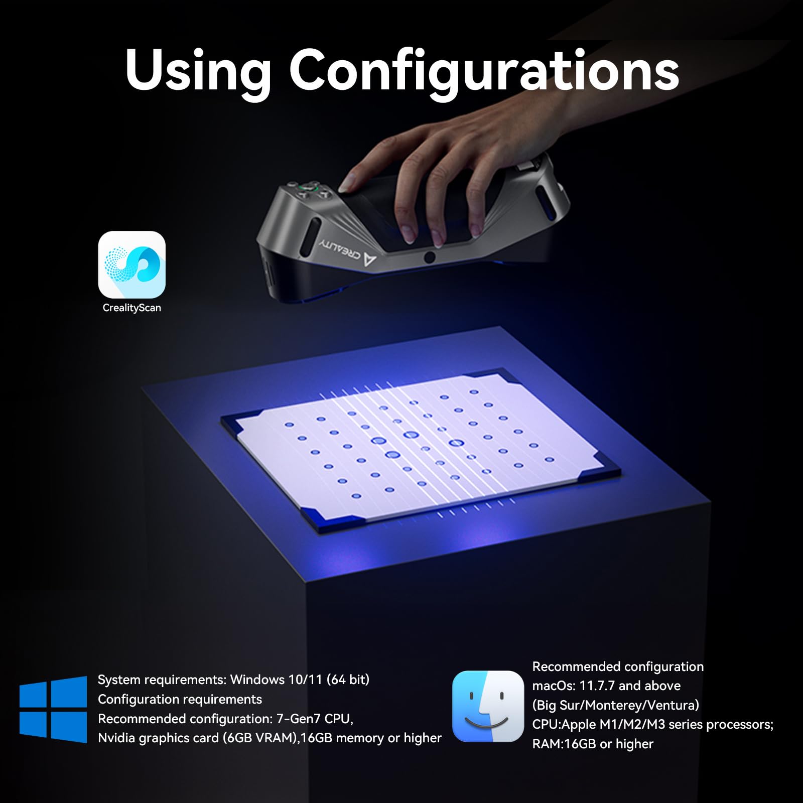 Creality Sermoon S1 3D Scanner, High-Precision 0.02mm Metrology-Grade 3D Scanner for 3D Printing with Blue/IR Laser, Exclusive Single-line Deep Hole scanning Technology, Wireless Support
