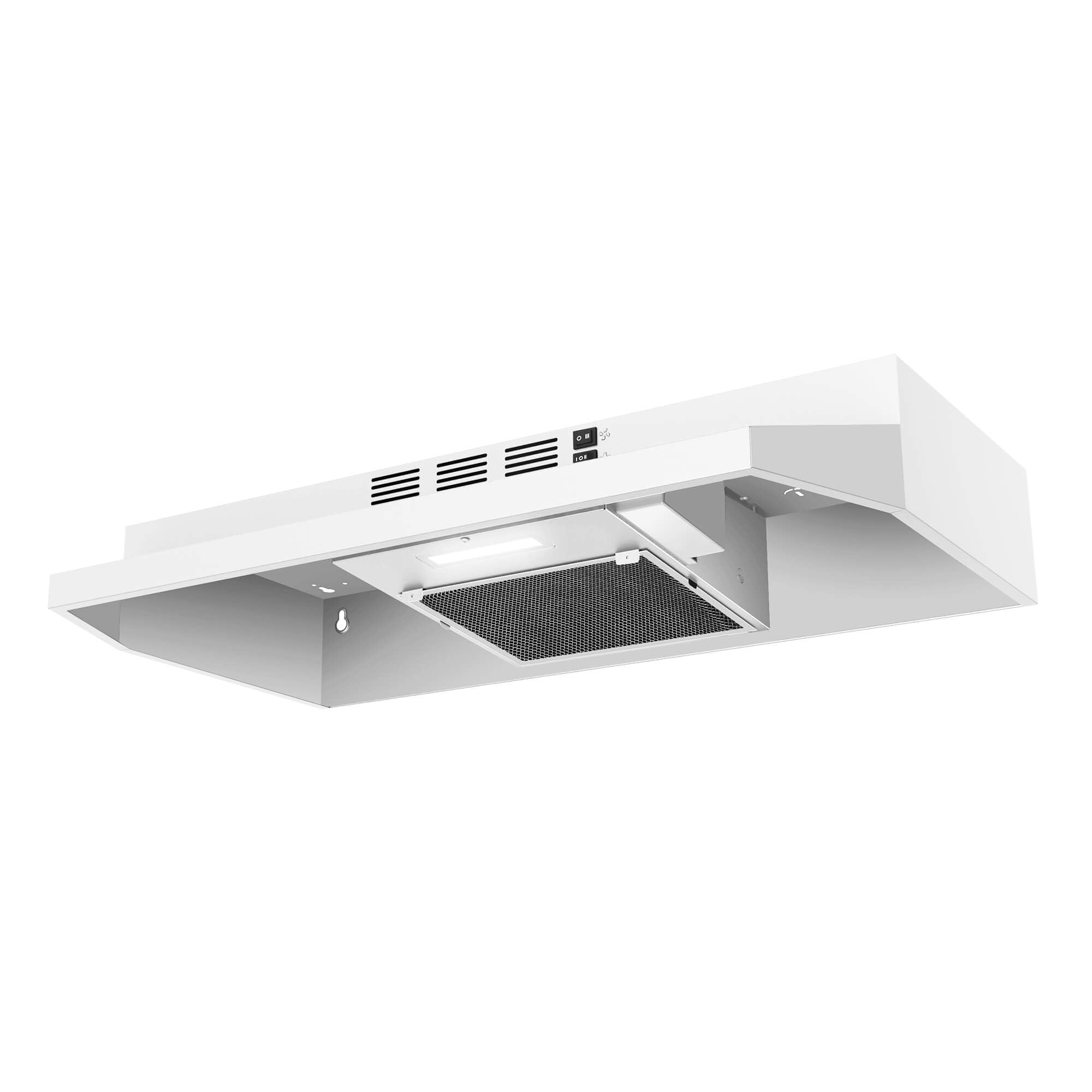 SNDOAS Range Hood 30 inch Under Cabinet, Ducted/Ductless Convertible Kitchen Hood, Stainless Steel Vent Hood with LED Light,Under Cabinet Hood with 2 Speed Exhaust Fan,Black