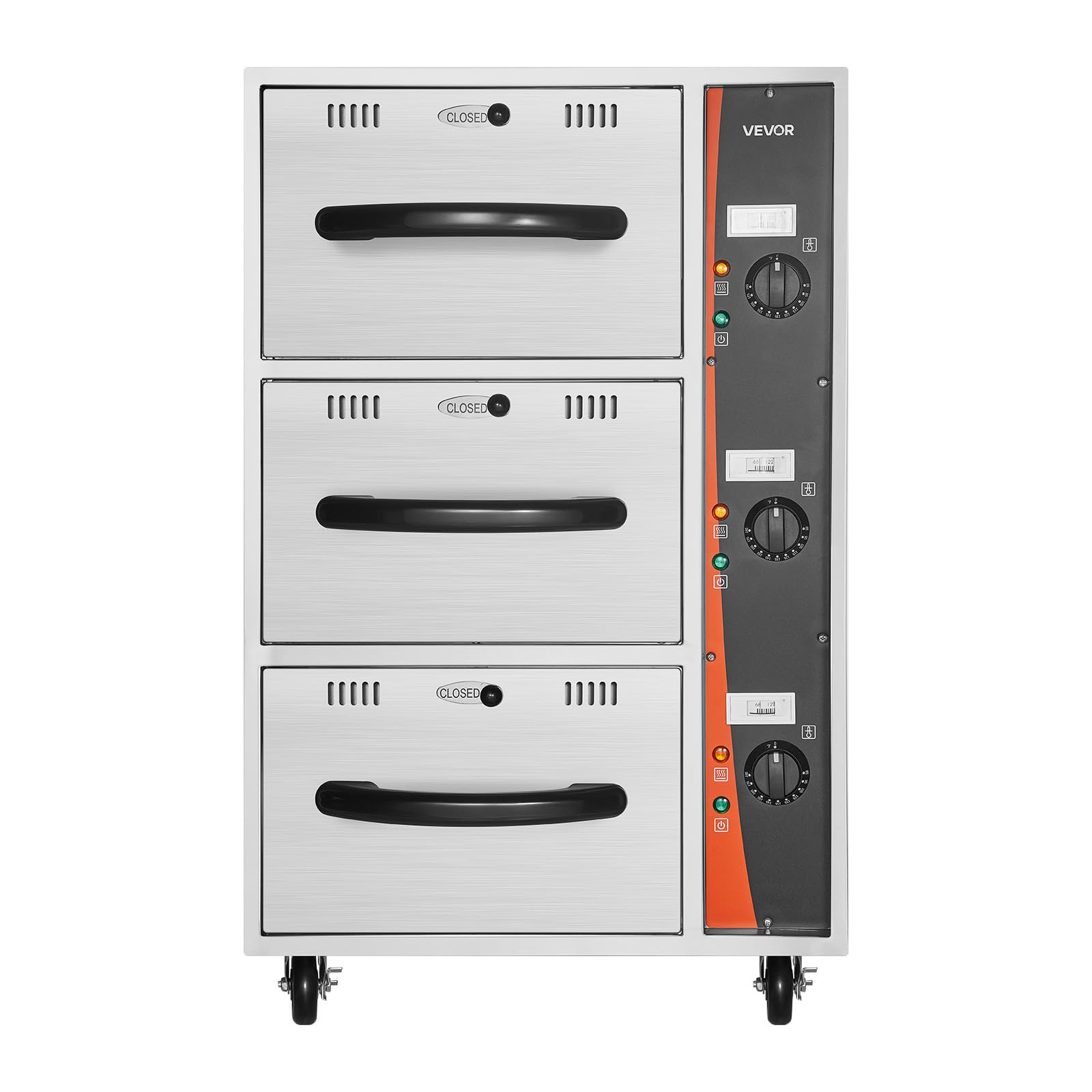 VEVOR Commercial Electric Drawer Warmer, Single-Drawer Stainless Steel Food Warmer, Freestanding Slim Warming Drawer Cabinet, 85°F–185°F Wide Temperature Range, for Restaurant, Hotel, Bakery & Kitchen