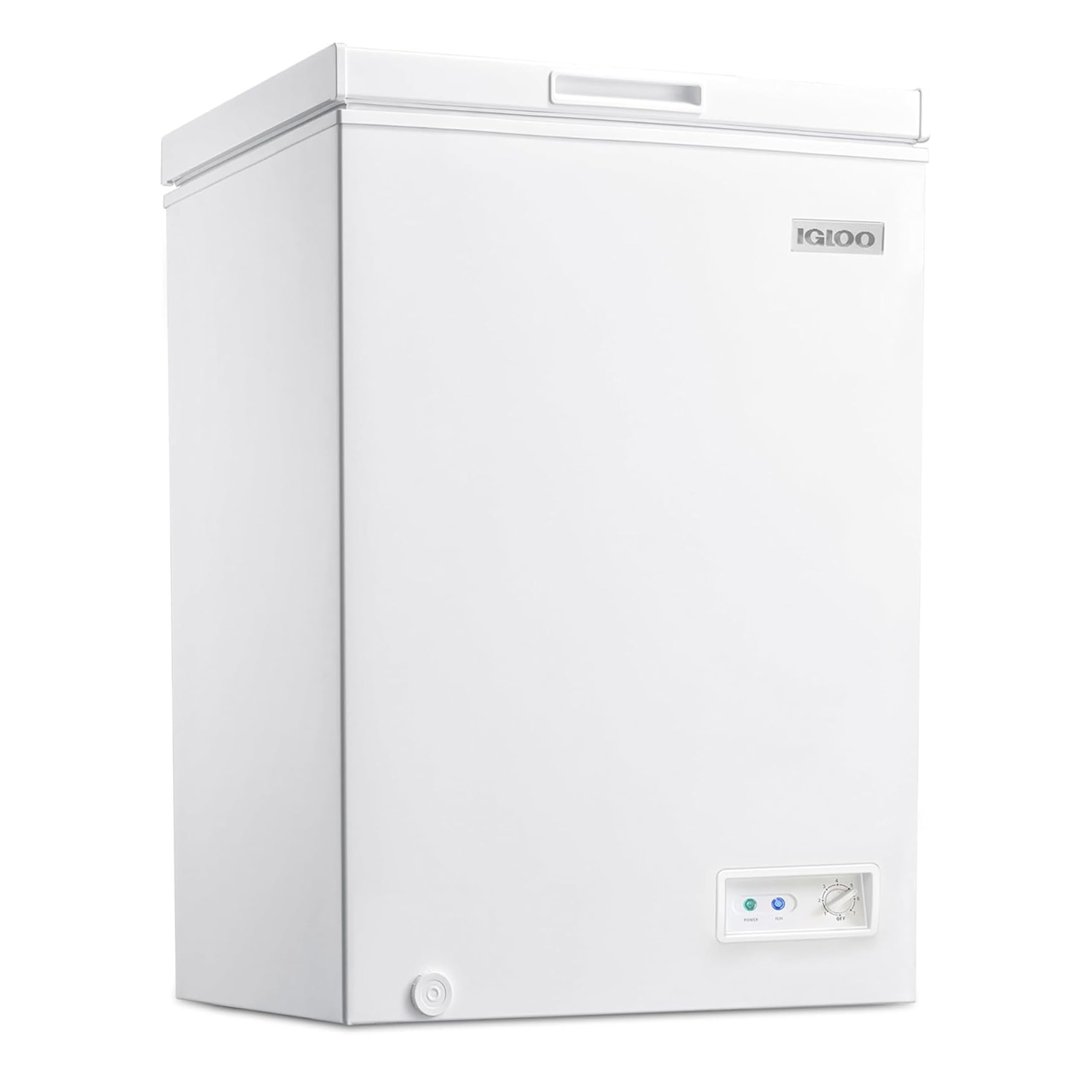 Igloo 3.5 Cu Ft. Upright Deep Freezer Chest- Deep Freezer with Quick Freezing System & Adjustable Thermostat- Low Noise Freezer with Removable Basket & LED Lights for Homes, Garages & Basements- Black