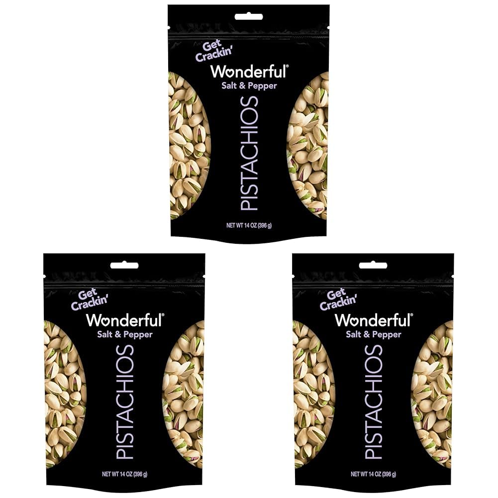 Wonderful Pistachios In Shell, Salt & Pepper Flavored Nuts, 48 Ounce Bag, Protein Snacks, Gluten Free, Healthy Snacks for Adults