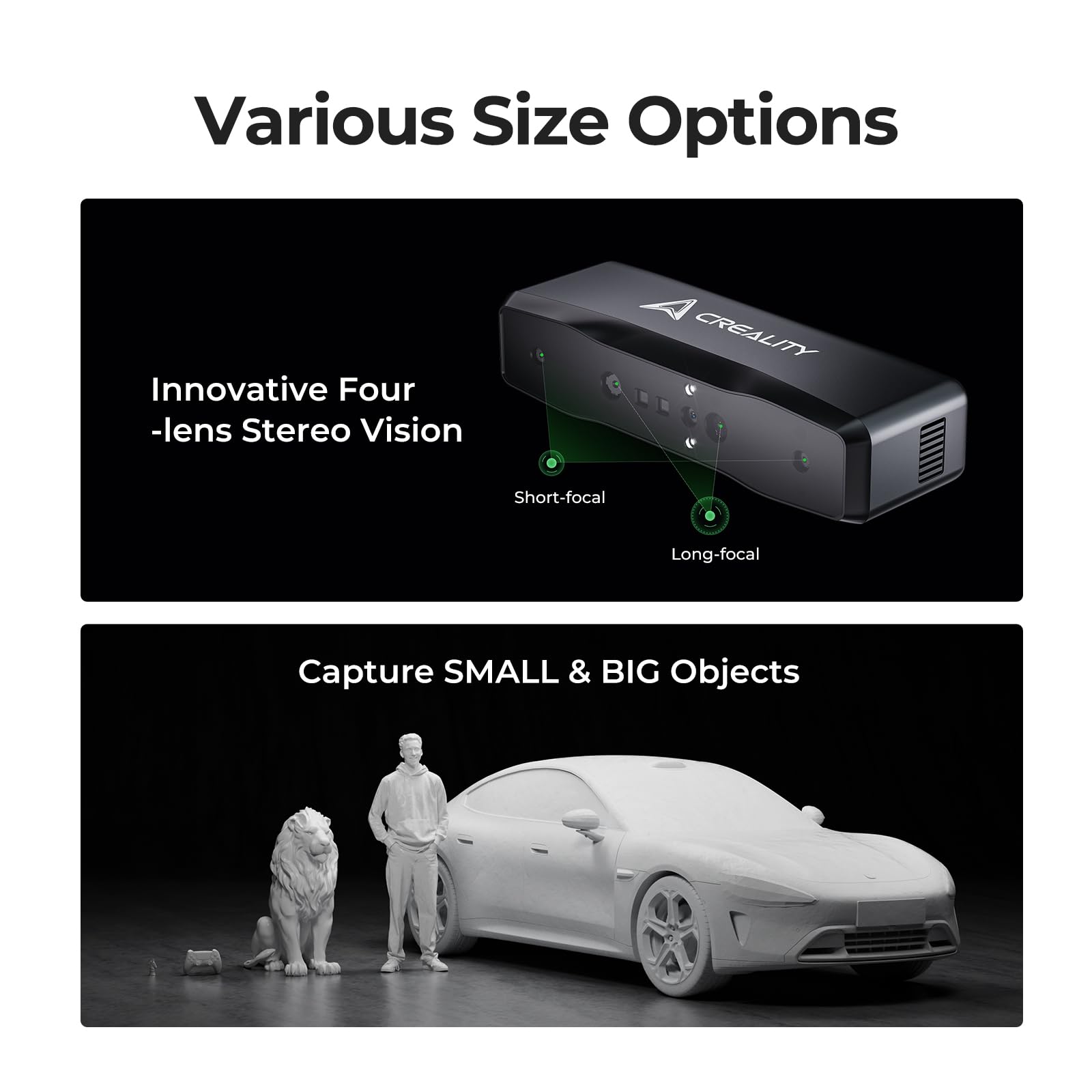 Creality 3D Scanner CR-Scan Ferret Pro for 3D Printing, Upgrade Handheld Scanner with Wireless Scanning Anti-Shake Tracking, Fast Full-Color Scan, 0.1mm Accuracy for iOS/Android Phone PC Win 10/11