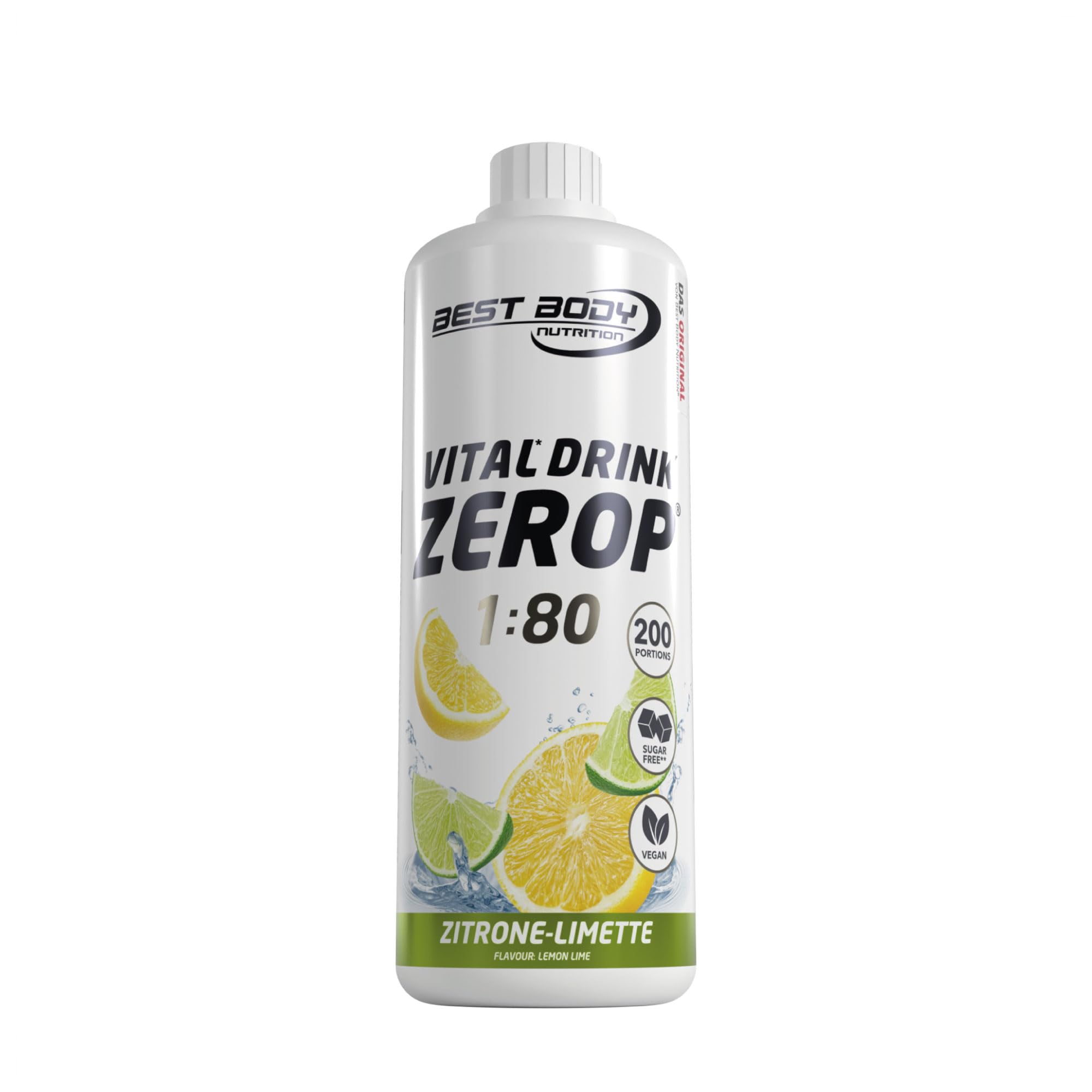 Best Body Nutrition ZEROP Vital Zuckerfreies Getränkekonzentrat Sirup Kirsche Ohne Aspartam 1 L ergibt 80 L Getränk Fitness Drink mit Vitaminen B1 B6 Niacin Kalorienarm Wassersprudler